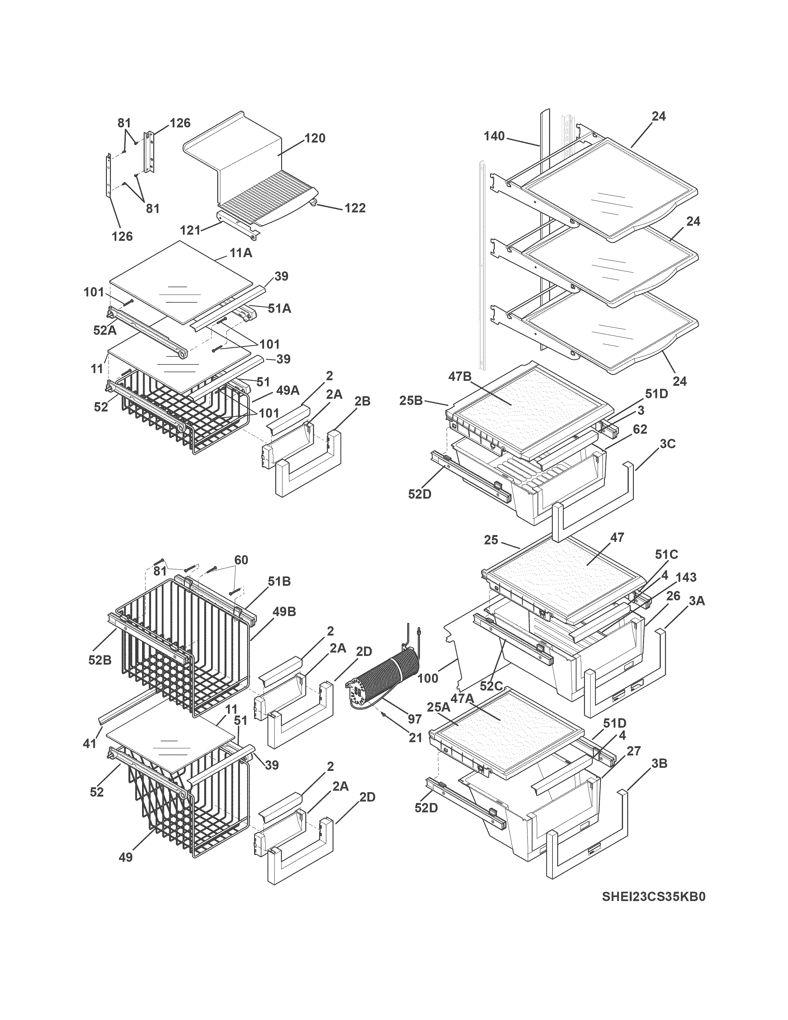 Electrolux EI23CS35KS3A shelves diagram