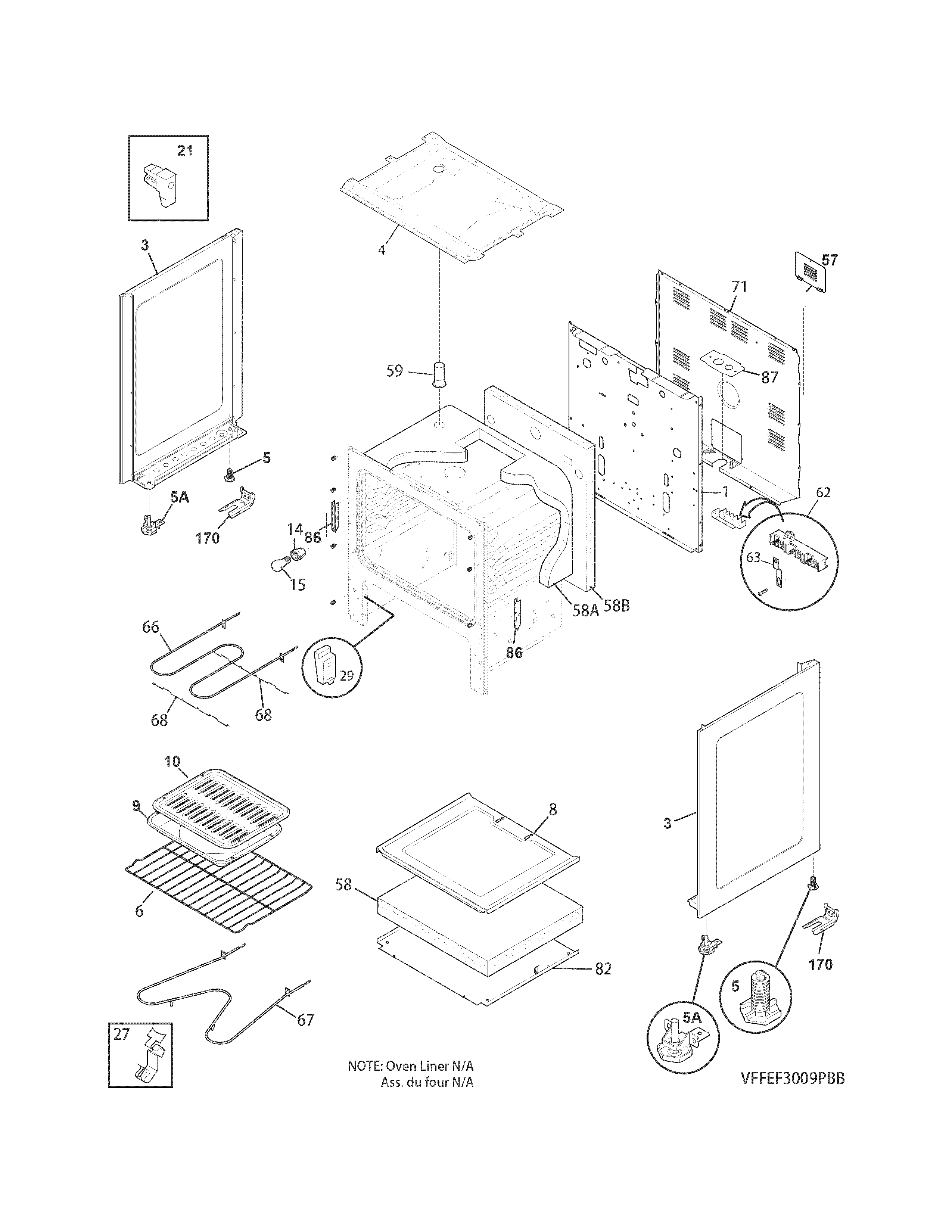 Frigidaire FFEF3009PWB body diagram