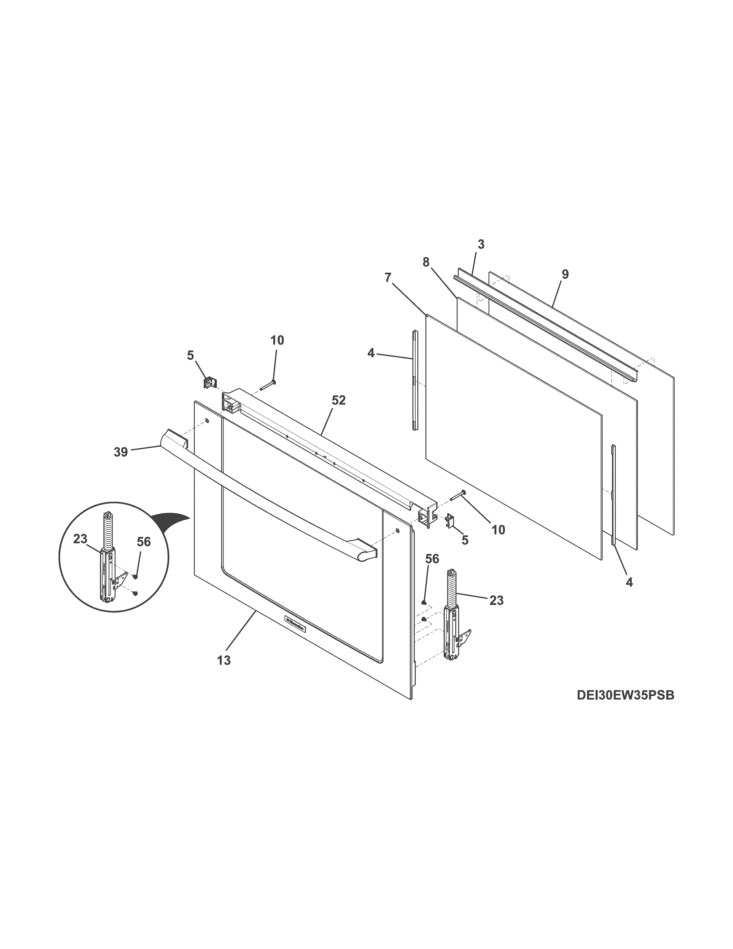 Electrolux EW30EW55PSC door diagram