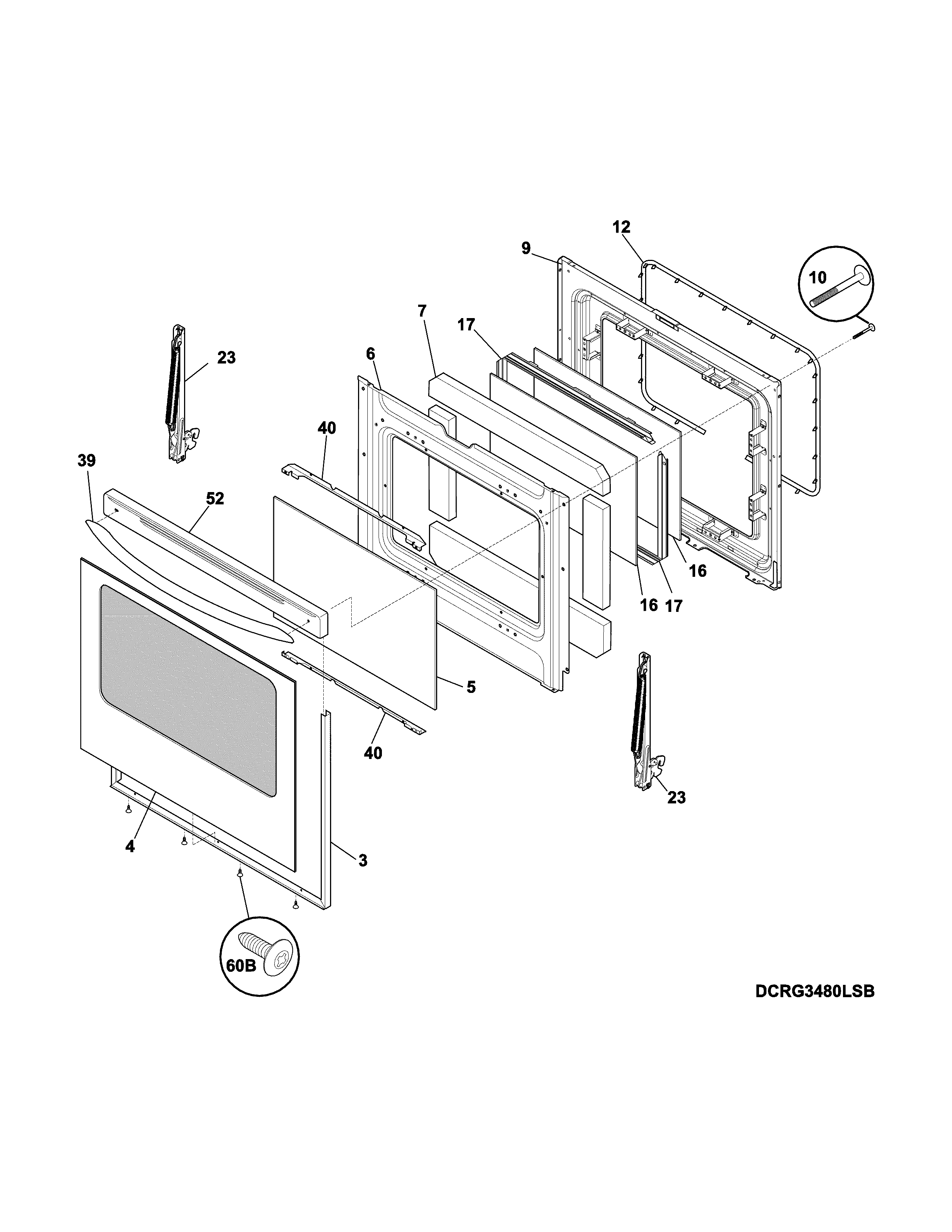 Crosley CRG3480PSB door diagram