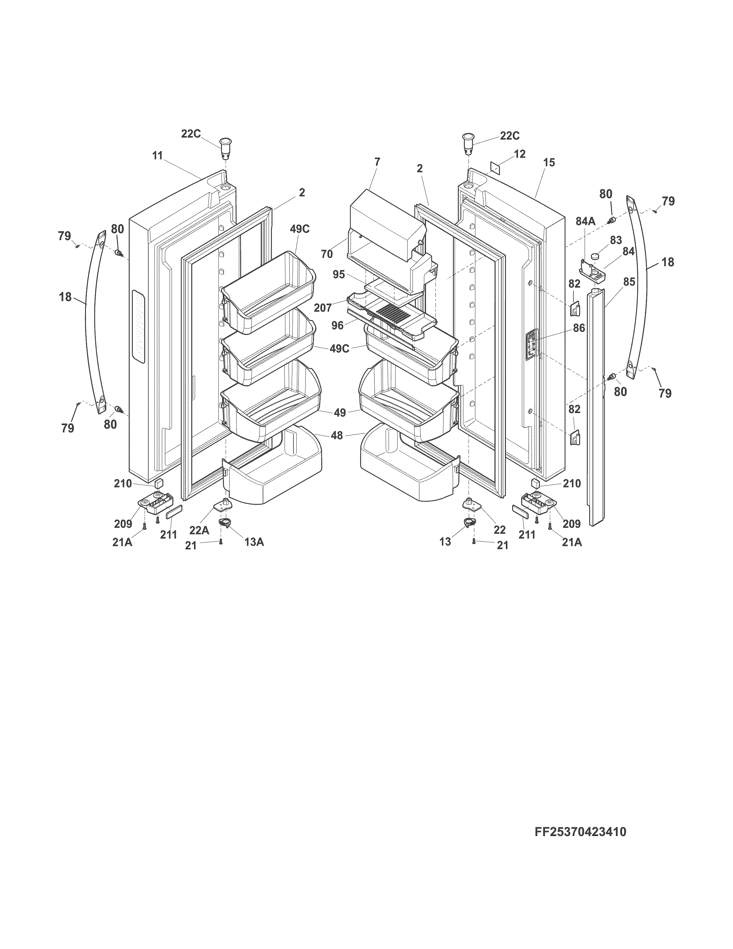 Kenmore 25370423412 fresh food door diagram