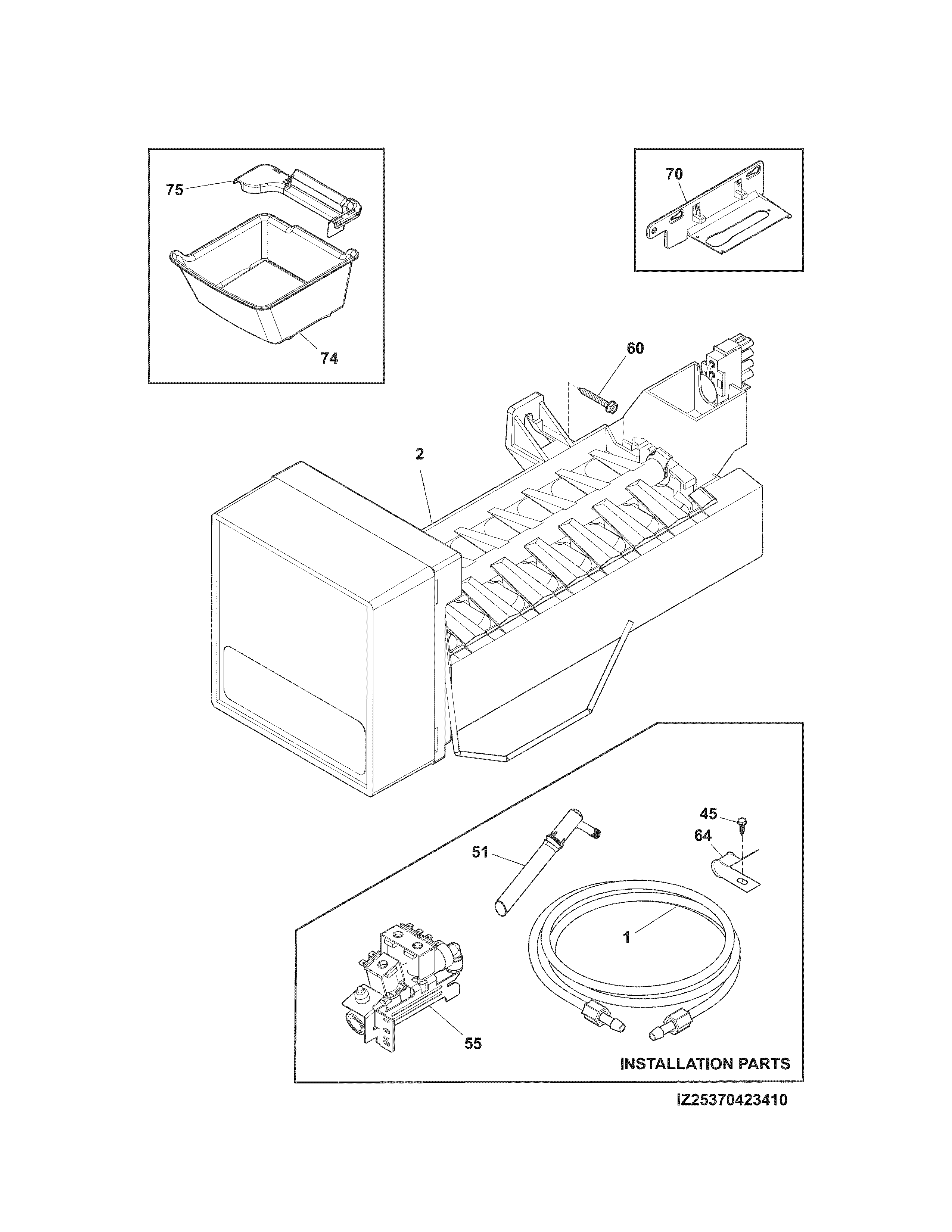 Kenmore 25370423412 ice maker diagram