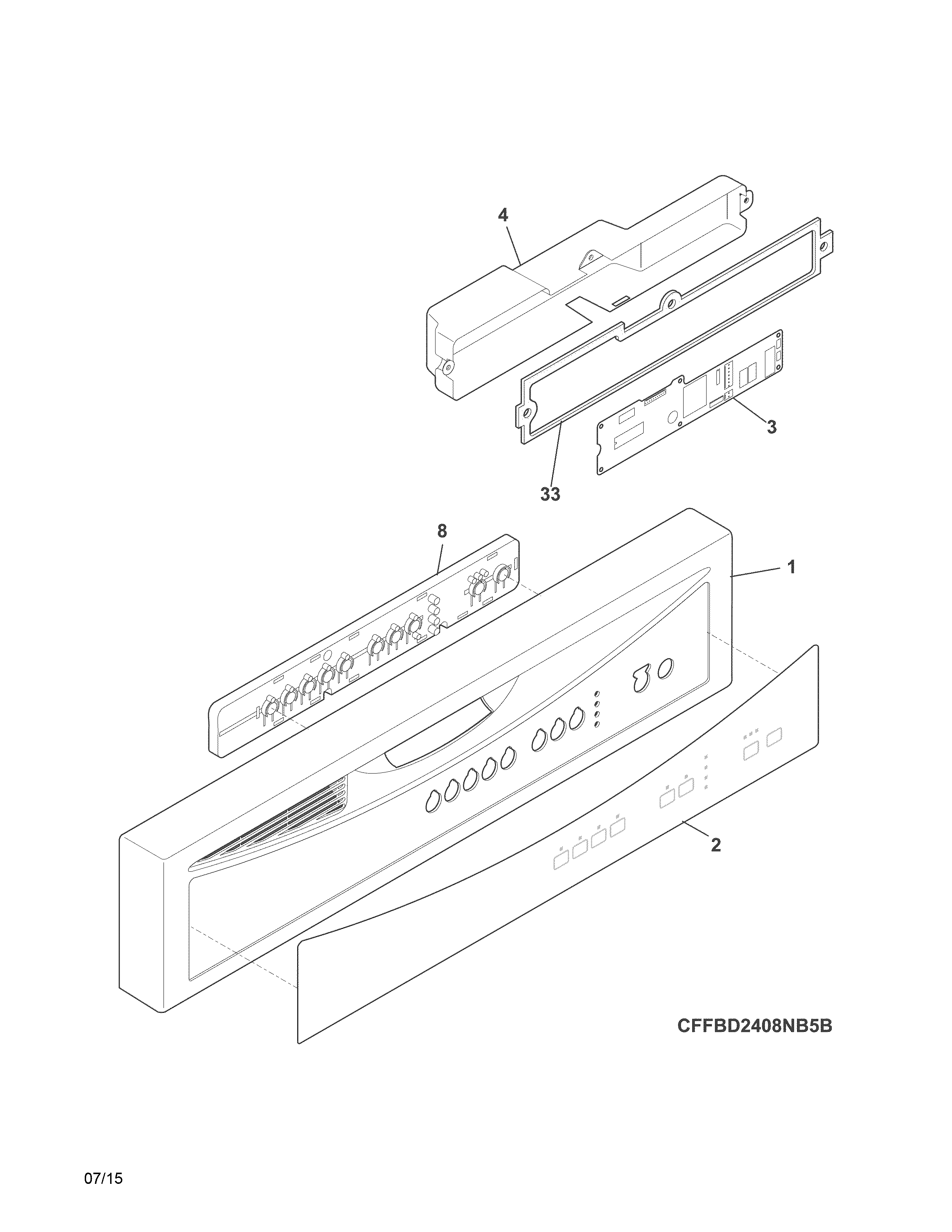Frigidaire FFBD2408NW5B control panel diagram