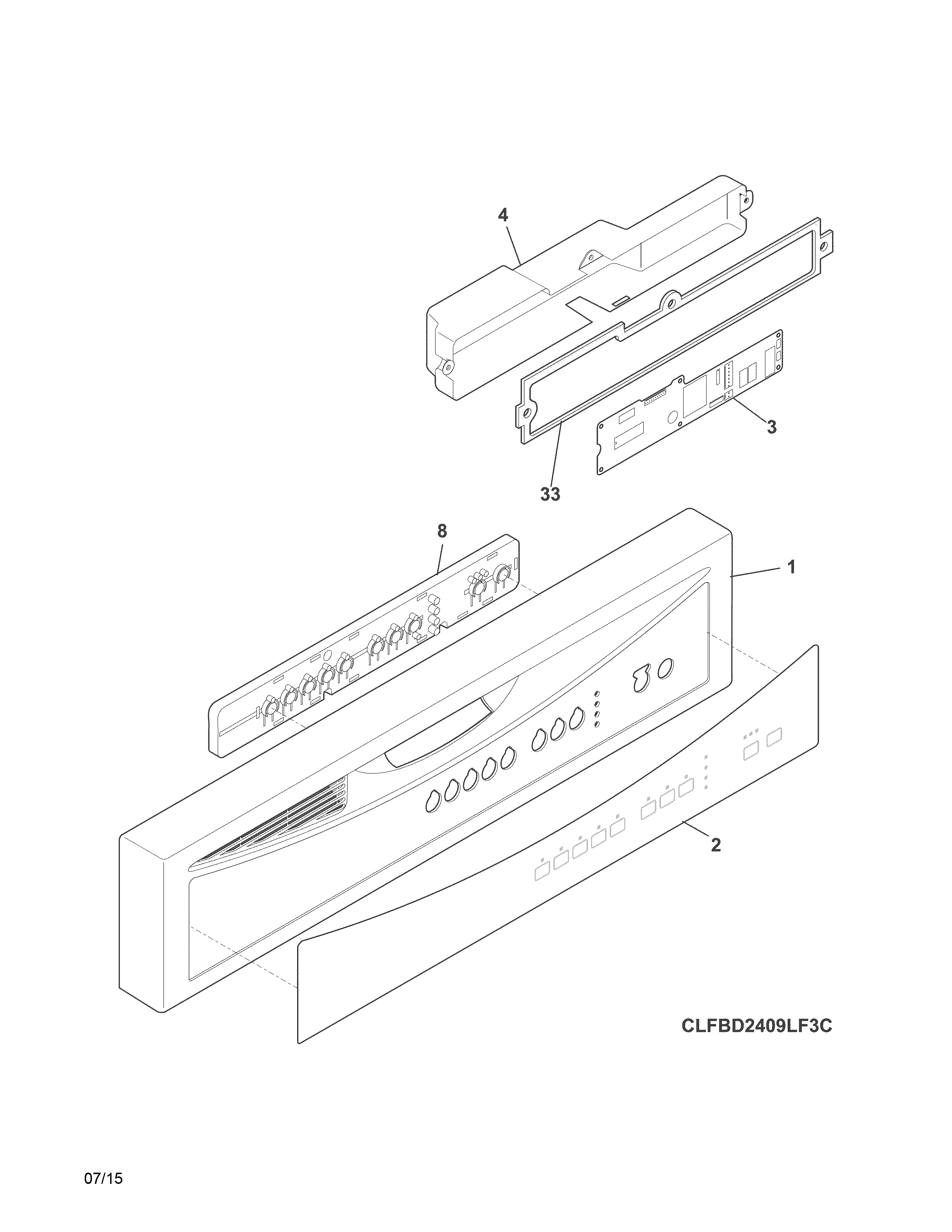 Frigidaire FFBD2411NS6B control panel diagram