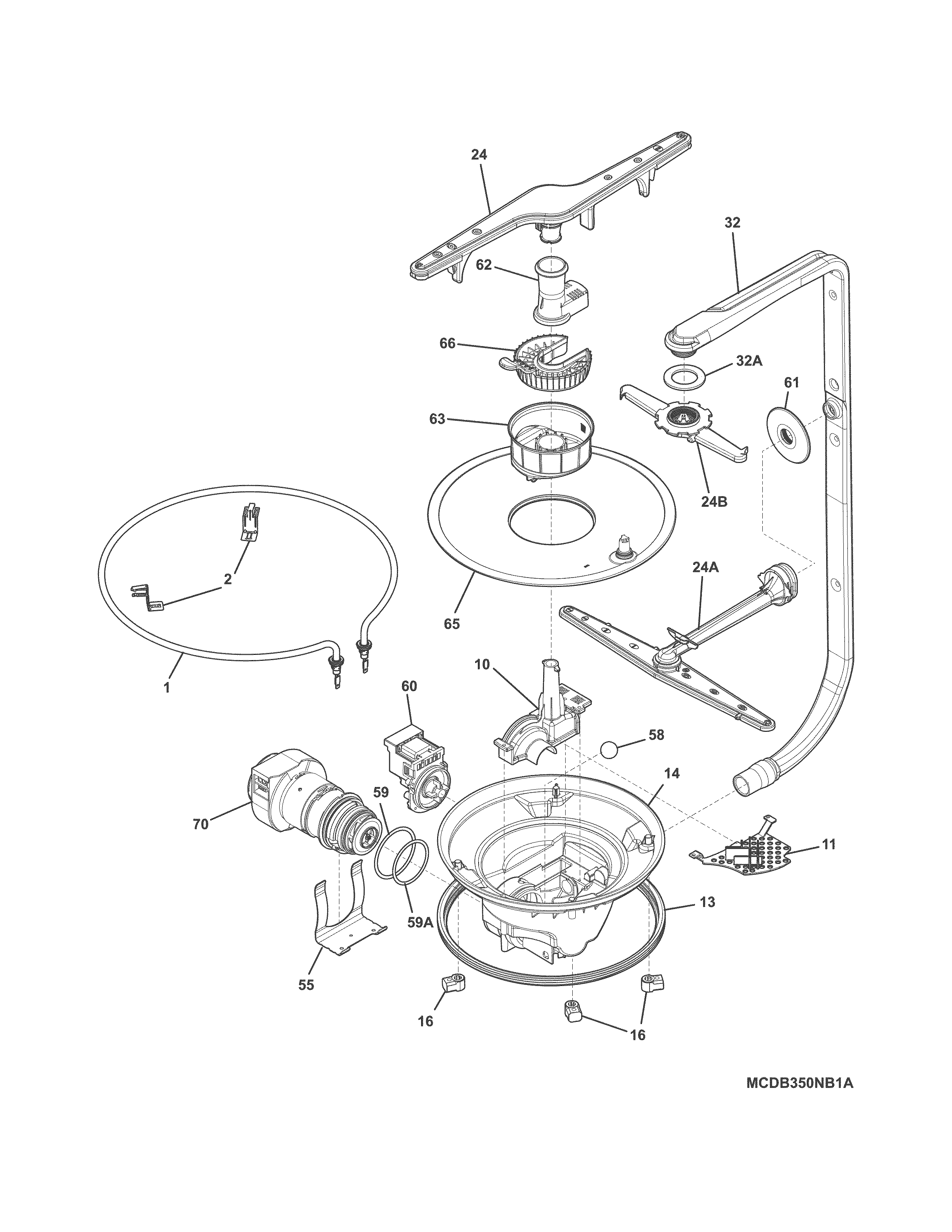Frigidaire FFBD2411NS6B motor & pump diagram