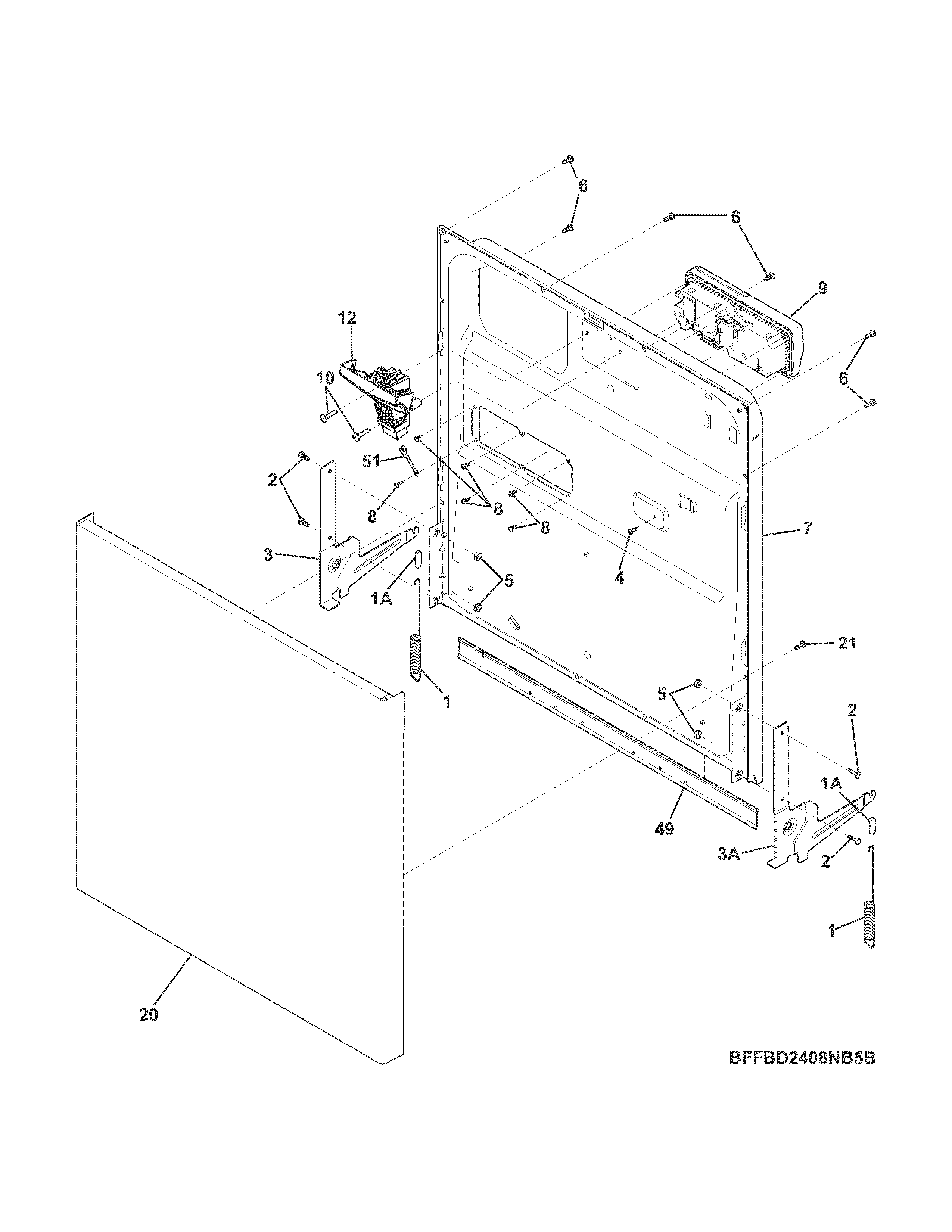 Frigidaire FFBD2404NS5B door diagram