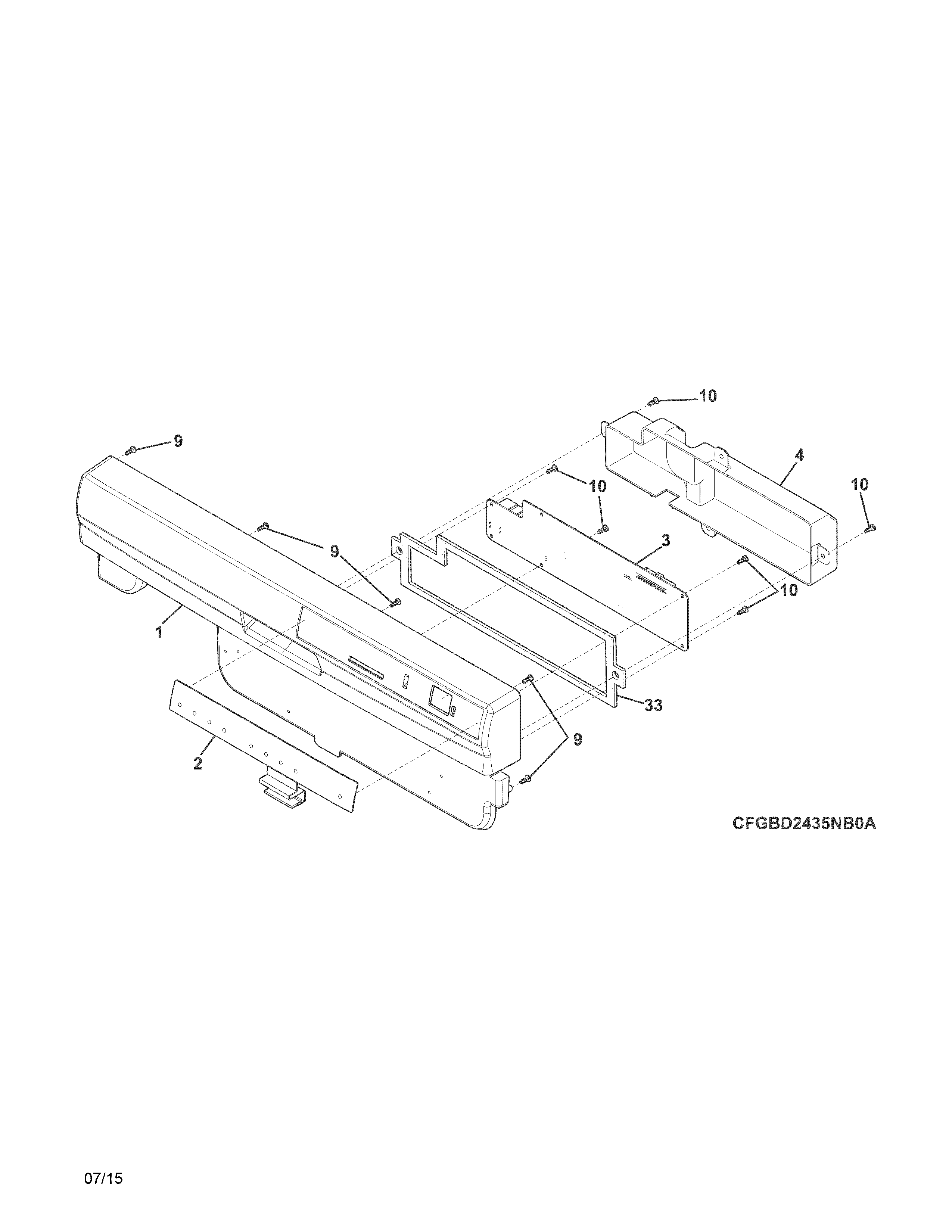 Frigidaire FGBD2434PB5A control panel diagram