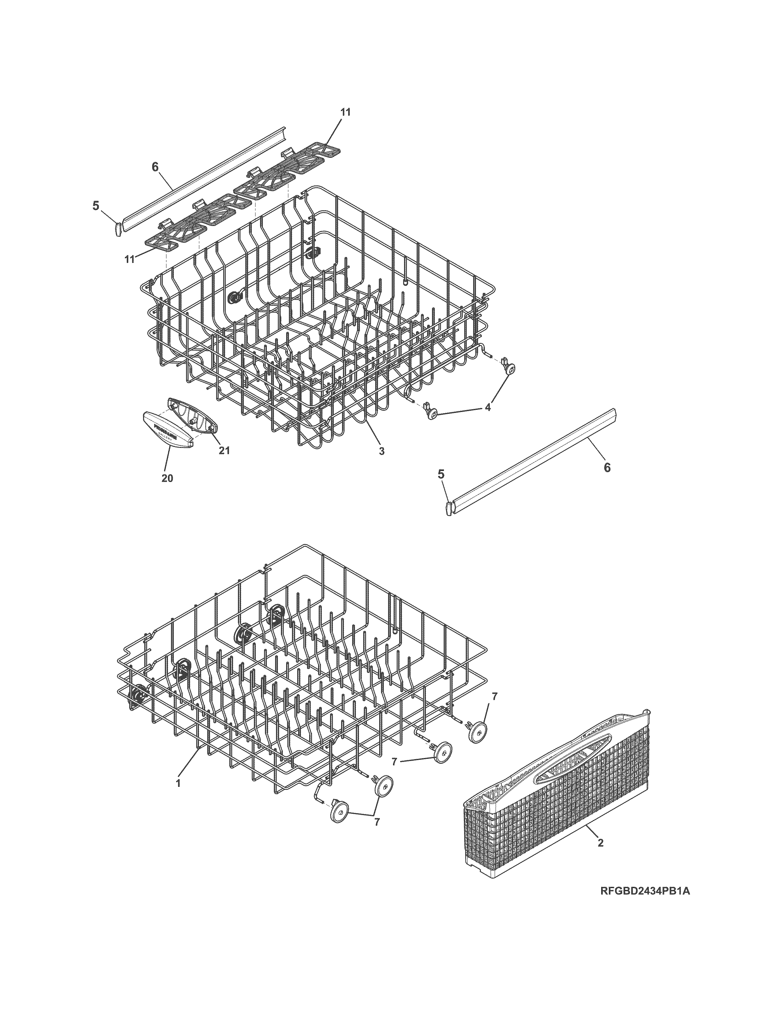 Frigidaire FGBD2434PB5A racks diagram