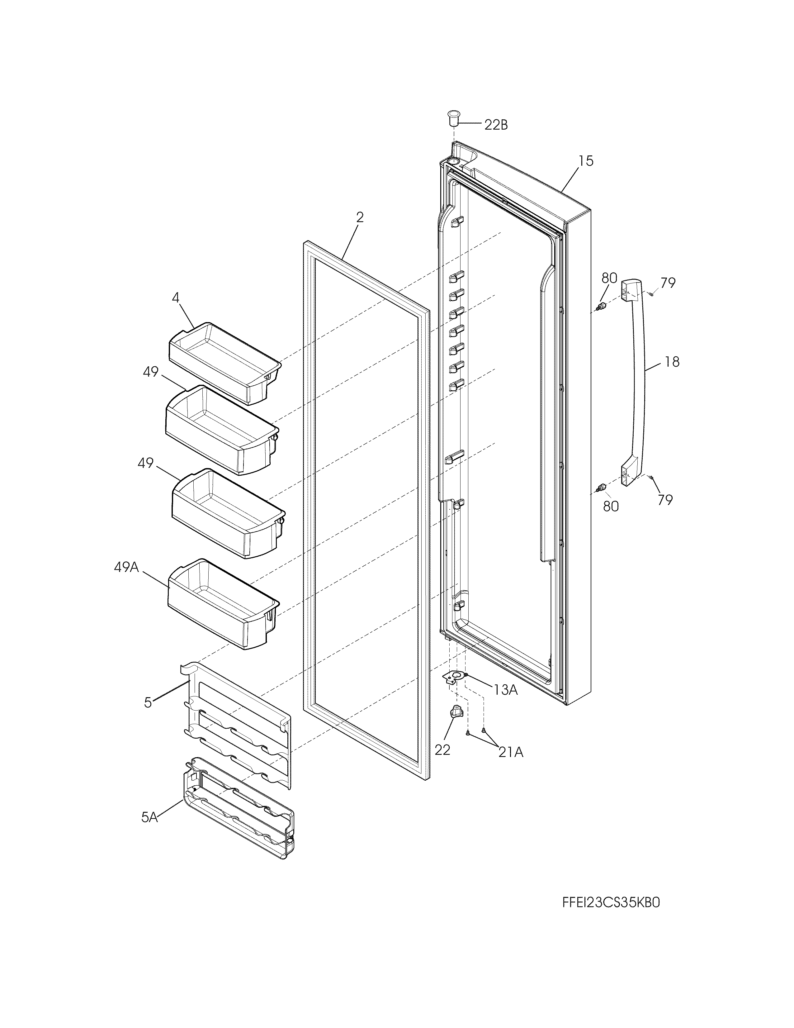 Electrolux EI23CS65KS3A refrigerator door diagram