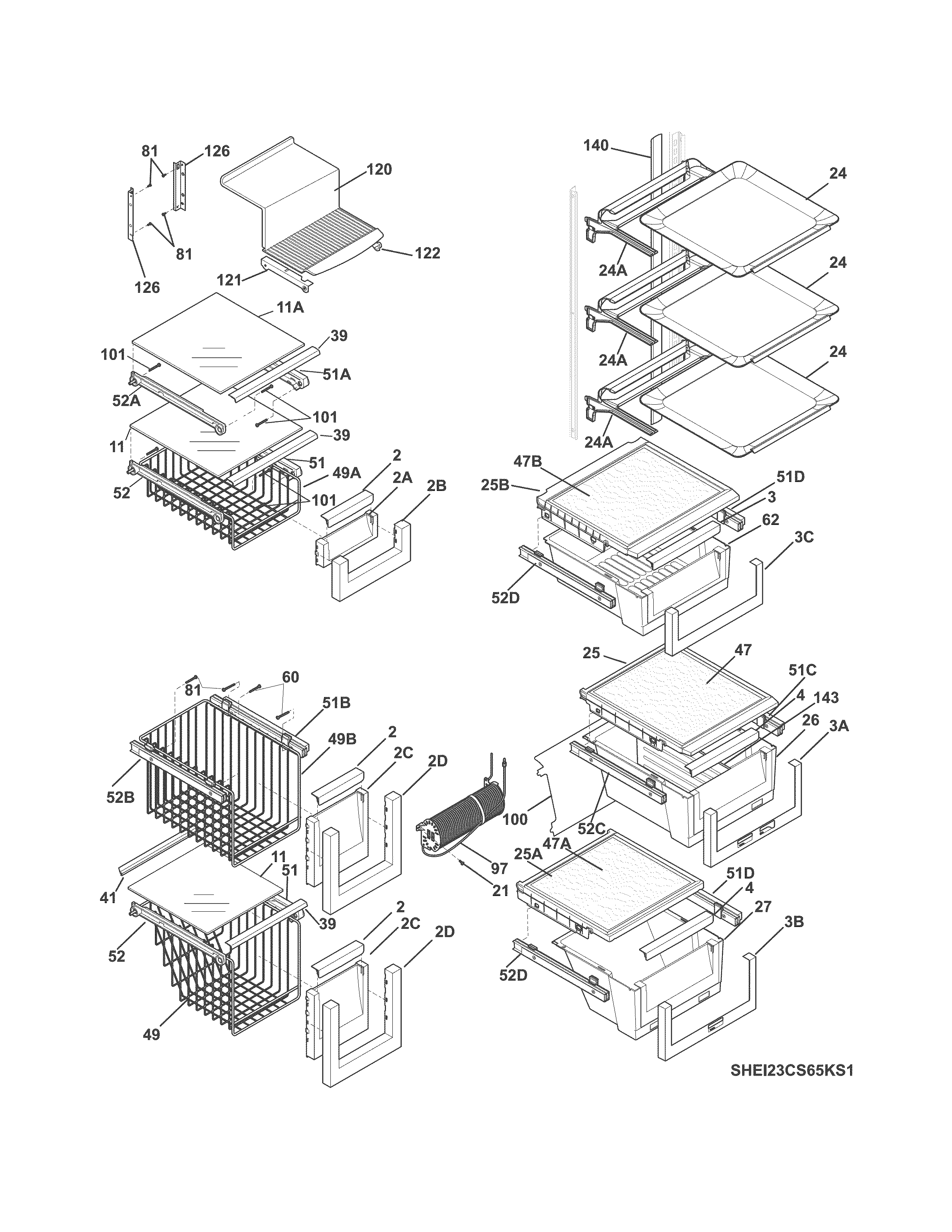 Electrolux EI23CS65KS3A shelves diagram