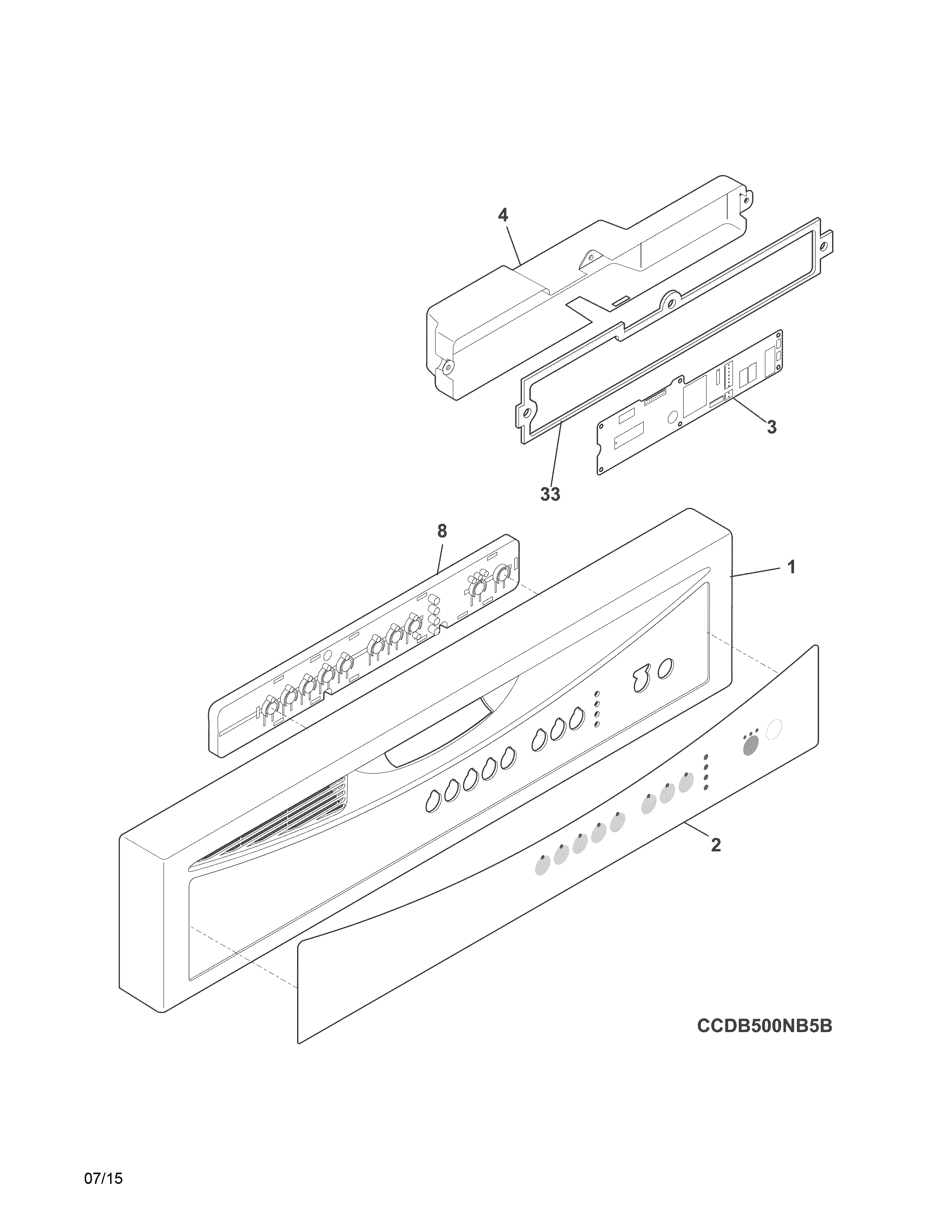 Crosley CDB500NW5B control panel diagram
