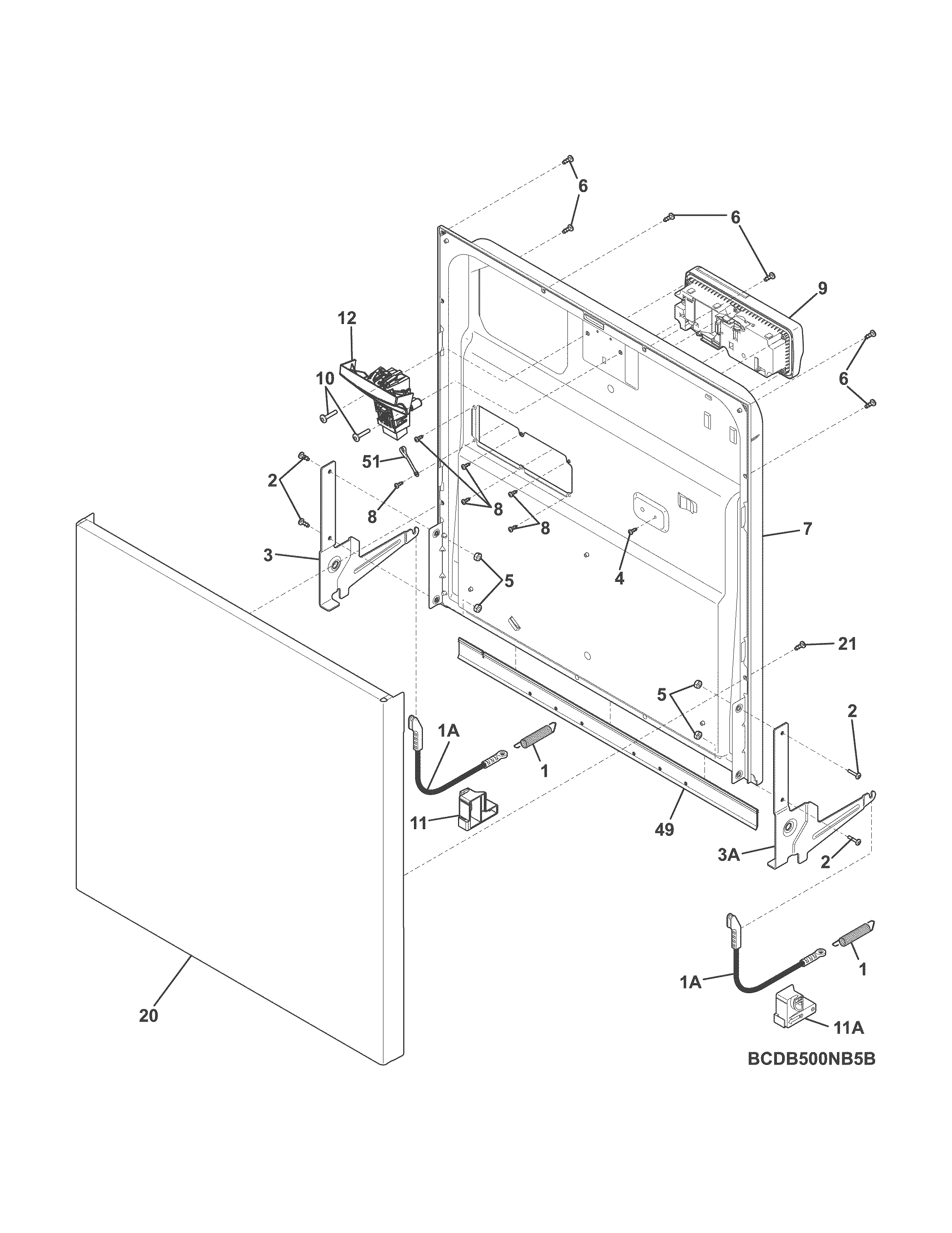 Crosley CDB500NW5B door diagram