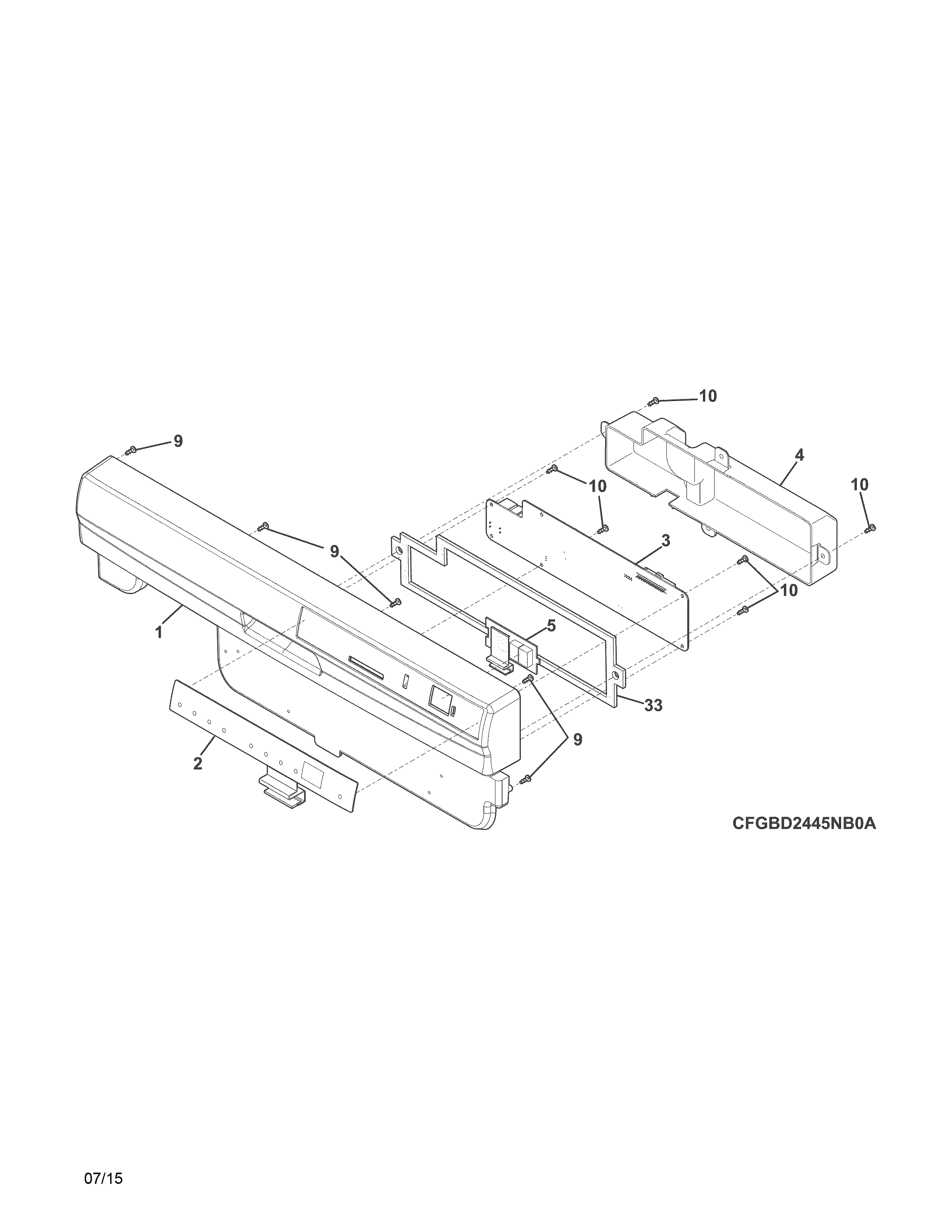 Frigidaire FGBD2445NW8A control panel diagram