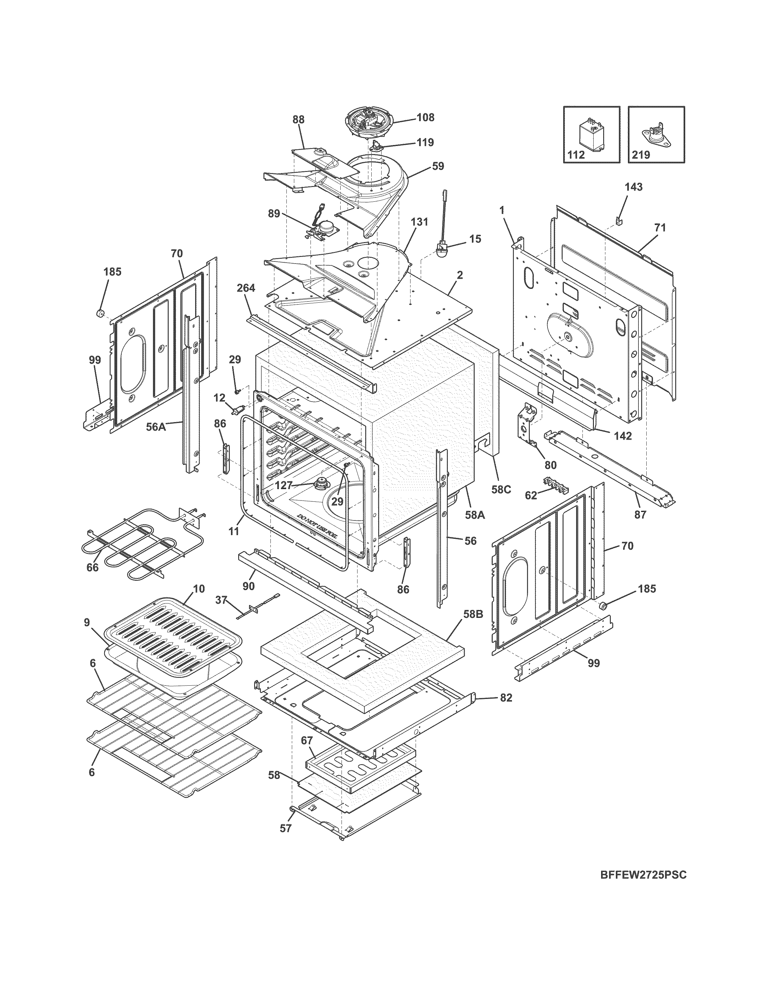 Frigidaire FFEW2725PBC body diagram