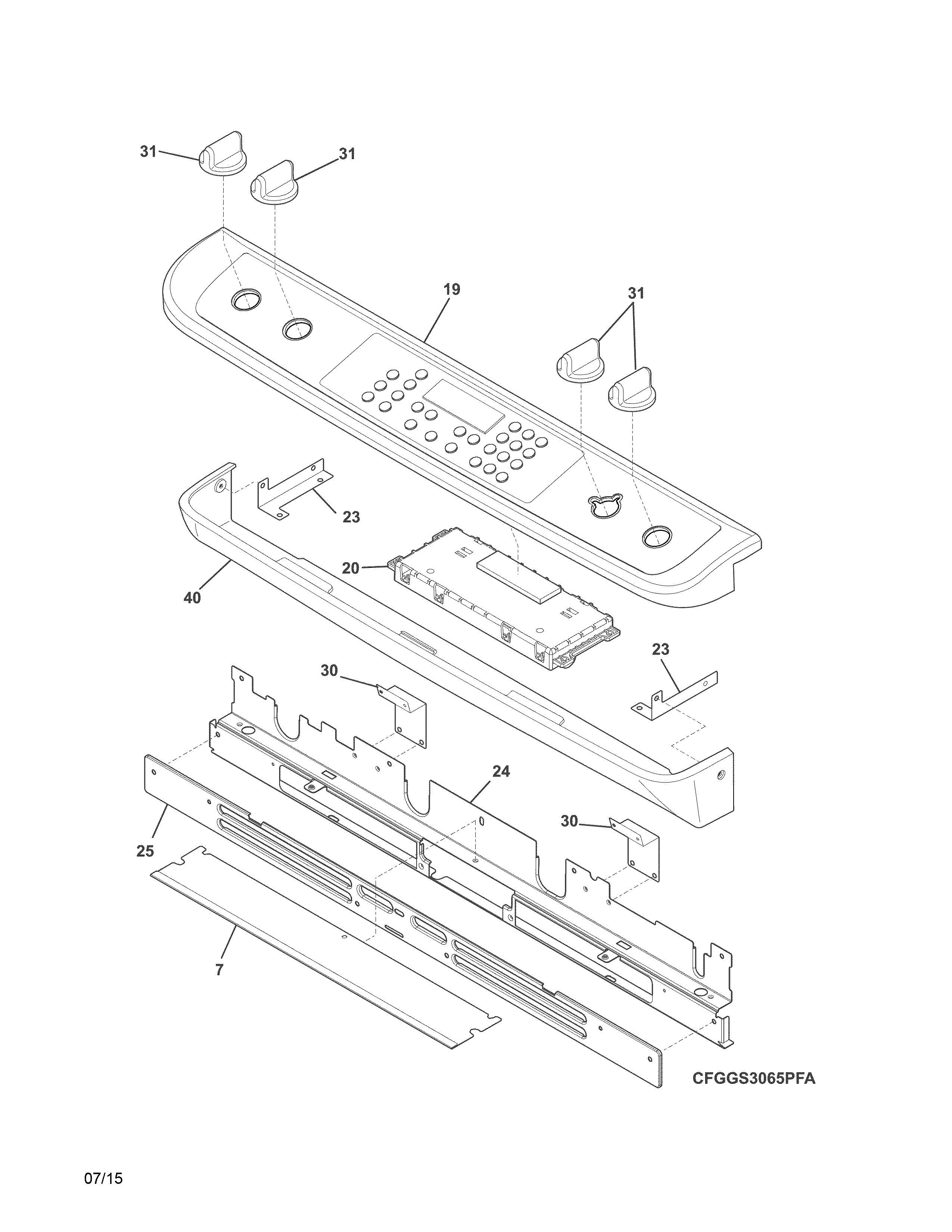 Frigidaire FGGS3065PFK backguard diagram