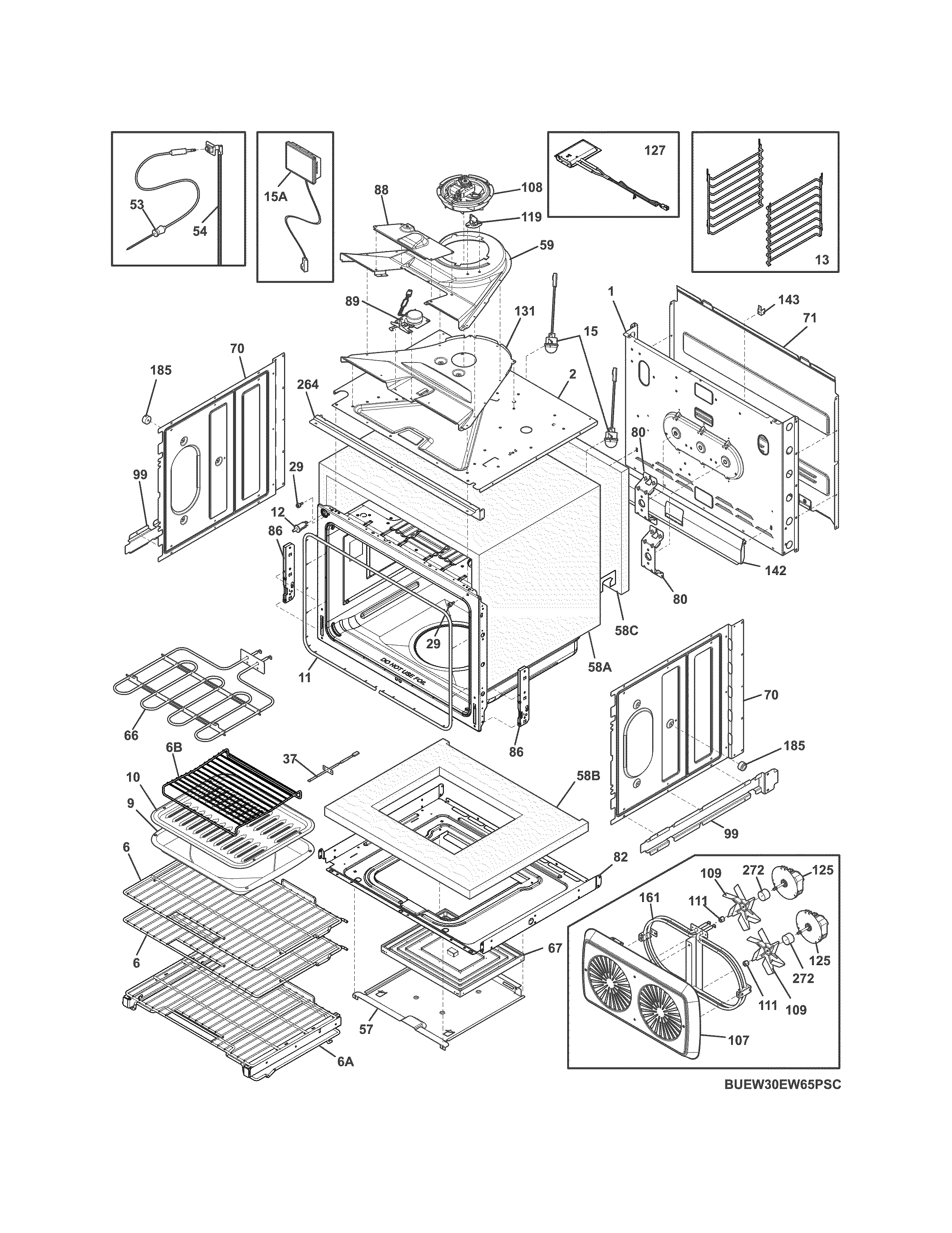 Electrolux EW30EW65PSC upper oven diagram