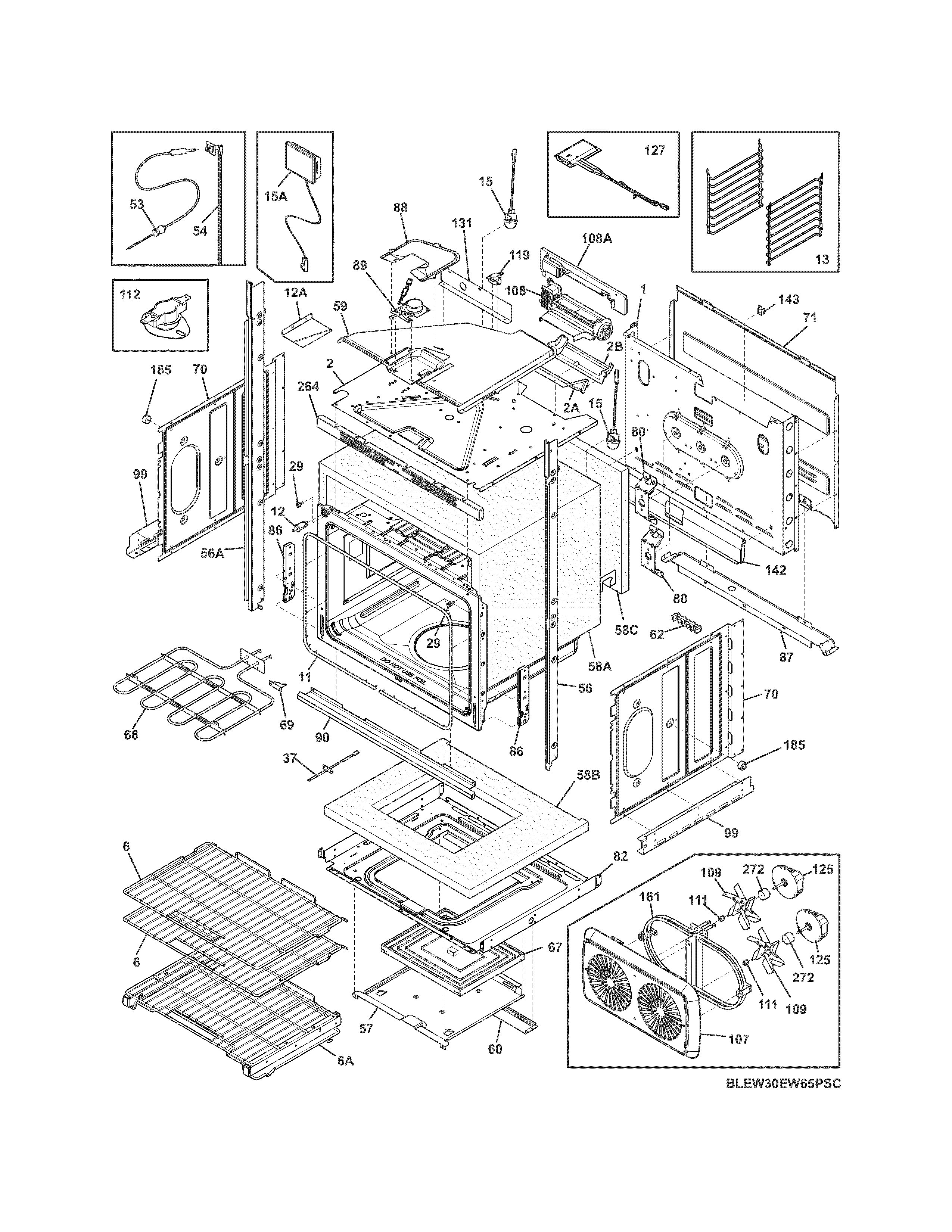 Electrolux EW30EW65PSC lower oven diagram