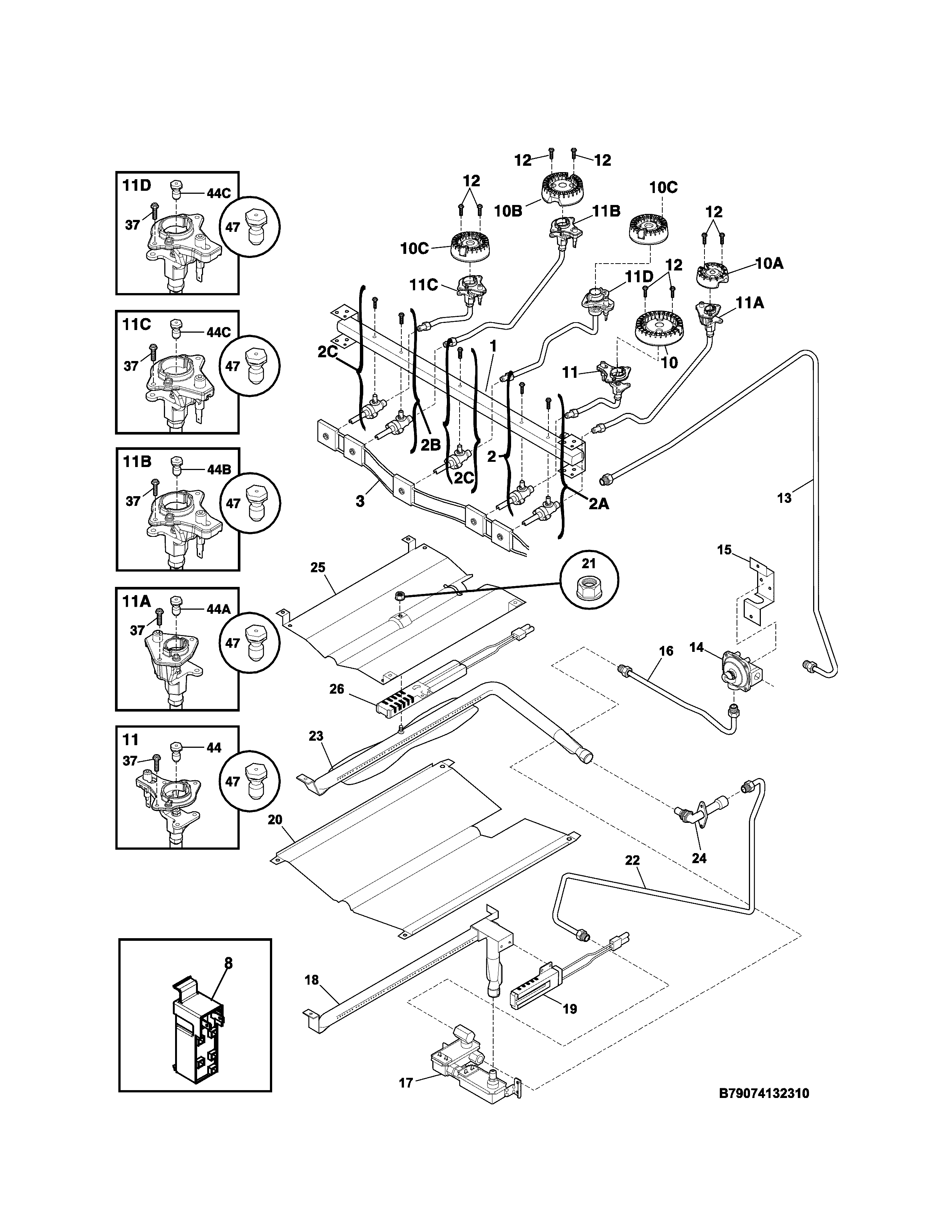 Kenmore 79074134311 burner diagram