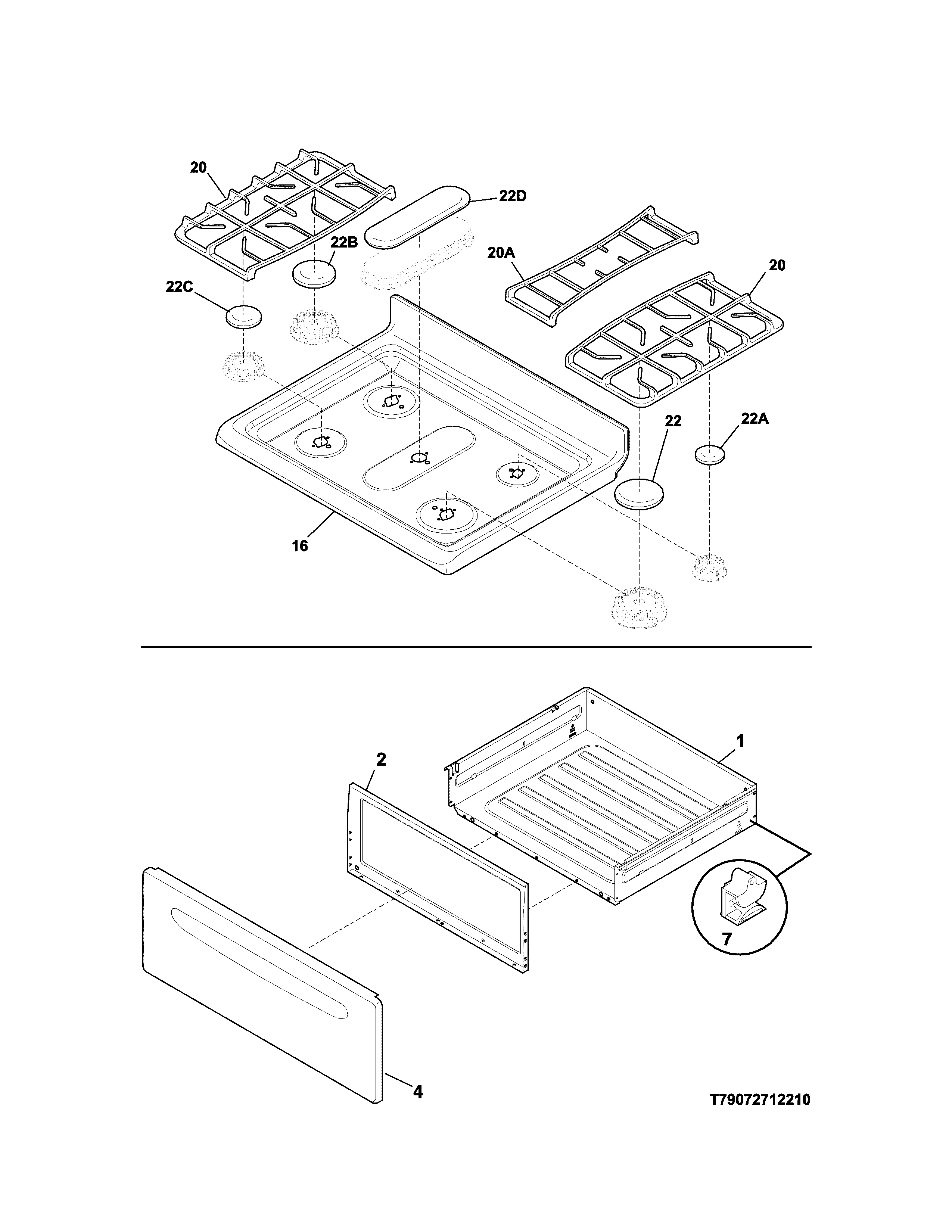 Kenmore 79074134311 top/drawer diagram