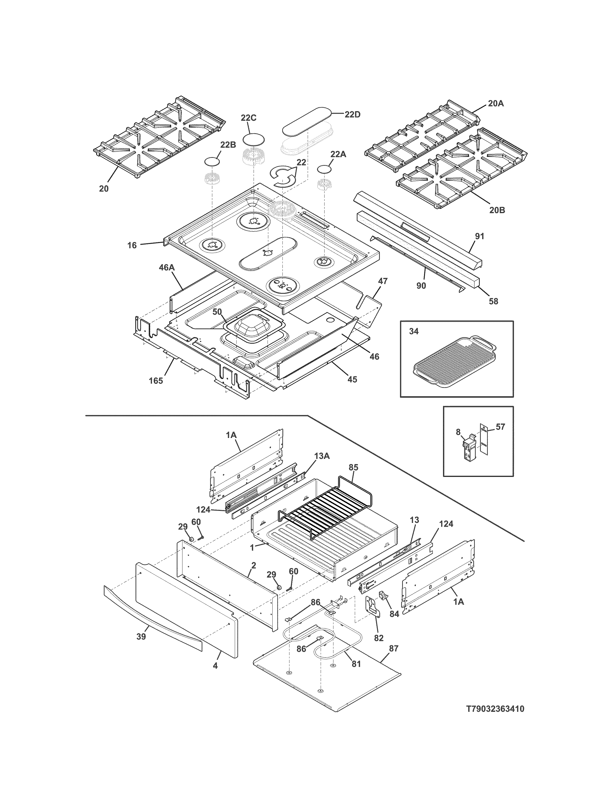 Kenmore Elite 79032363411 top/drawer diagram