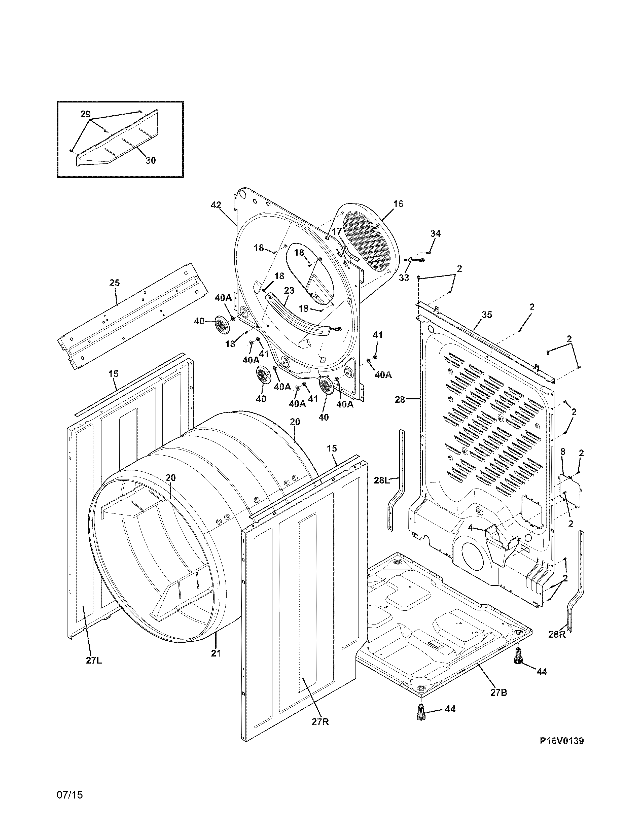 Kenmore 41781122311 cabinet/drum diagram