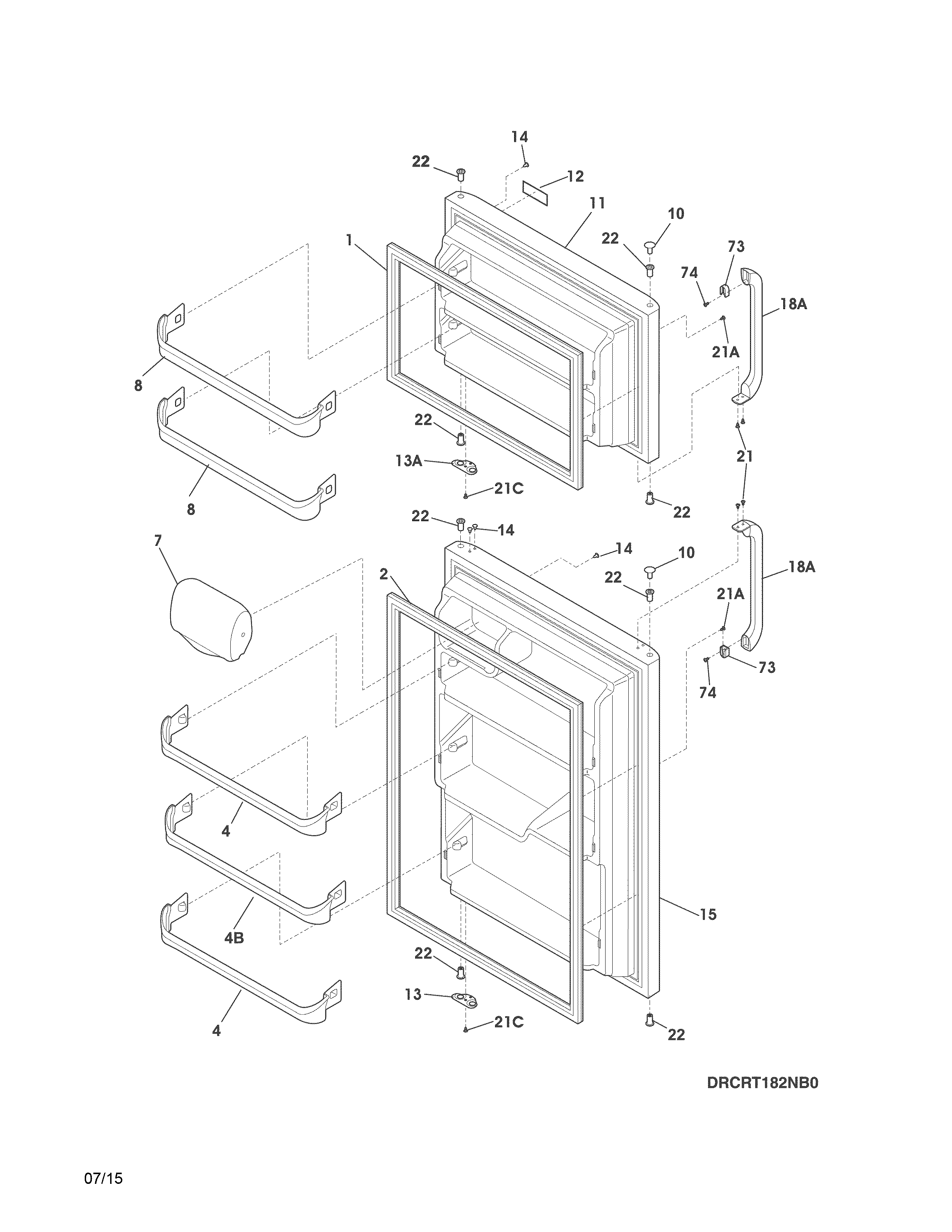 Frigidaire FTMD18P4RW1 doors diagram