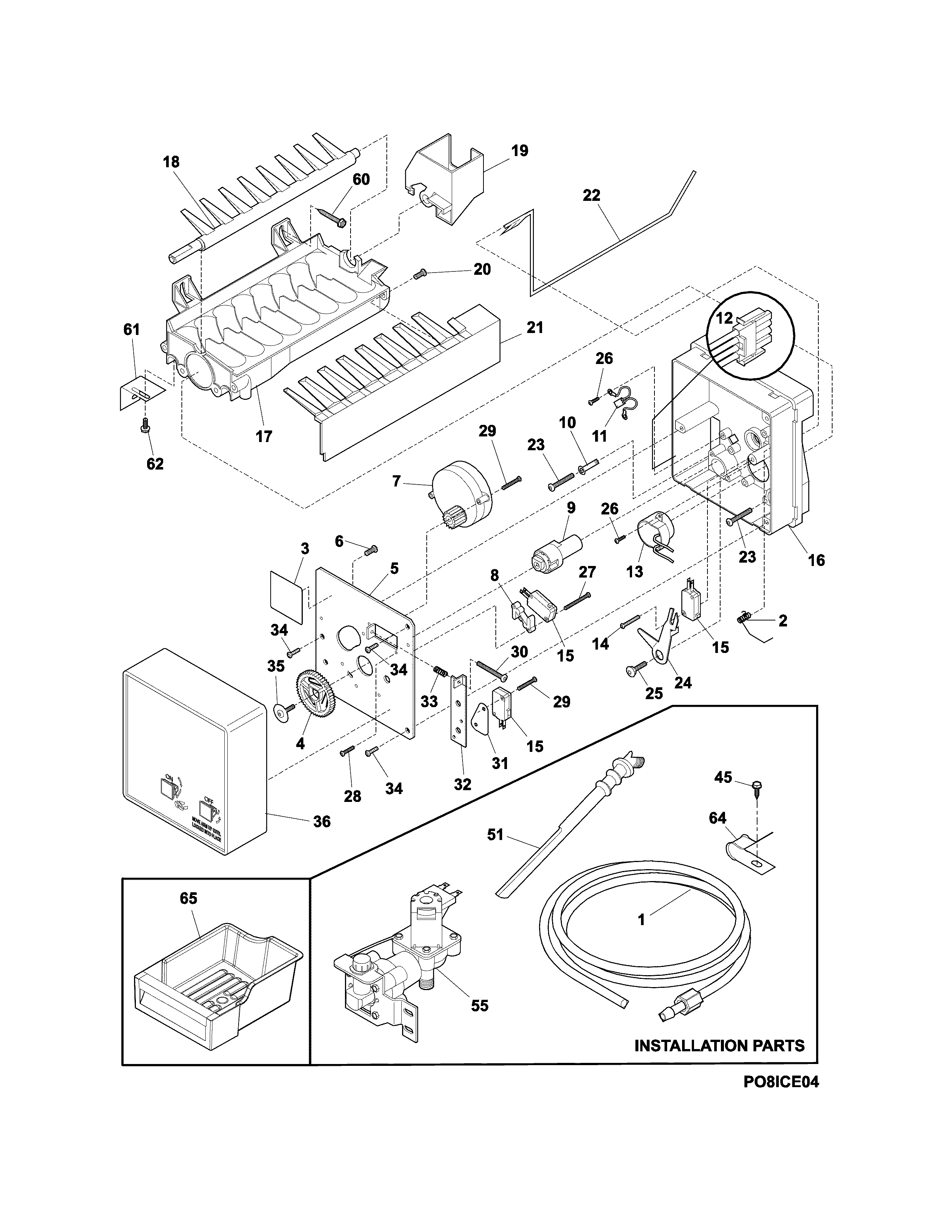 Electrolux EI32AF80QSB ice maker diagram