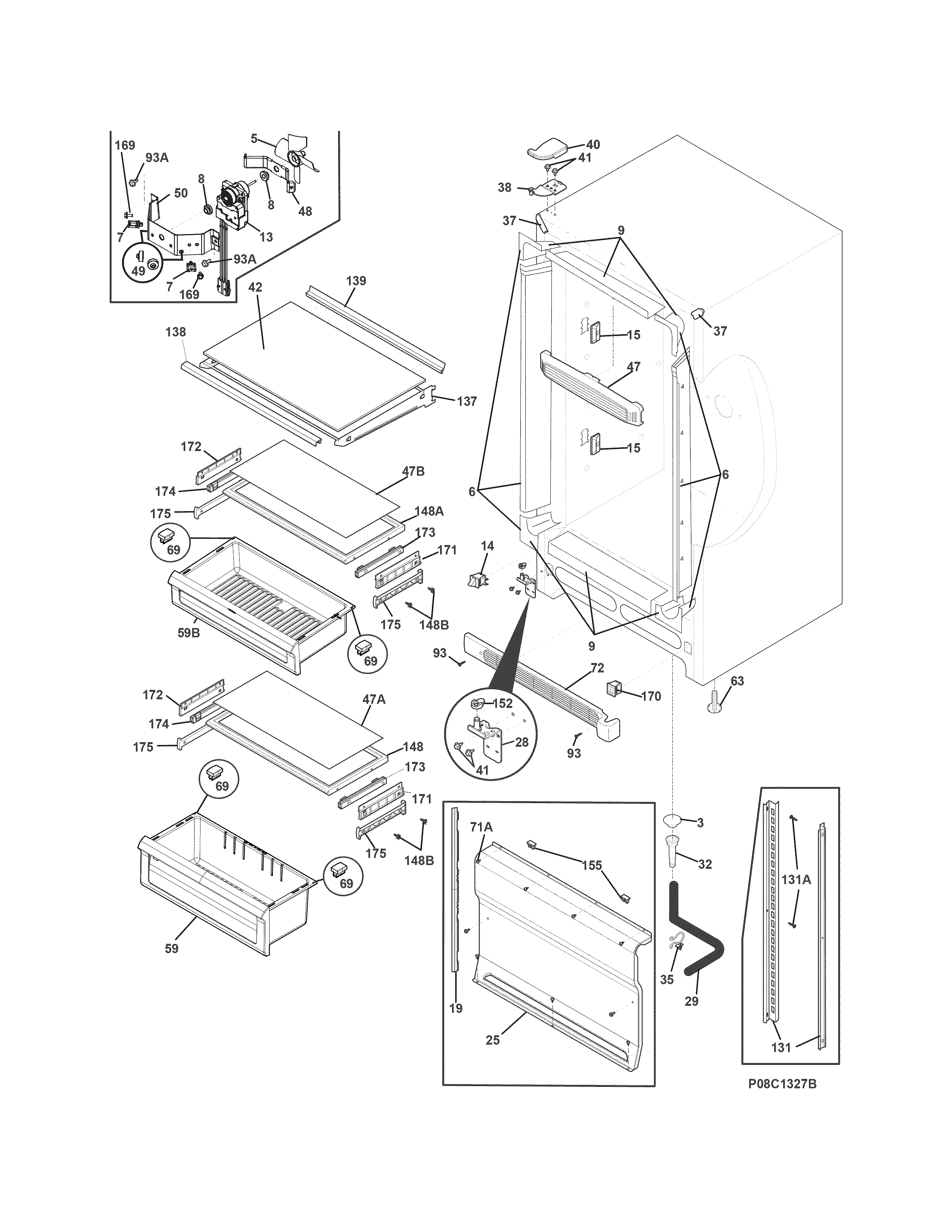 Frigidaire FGFU19F6QFA cabinet diagram