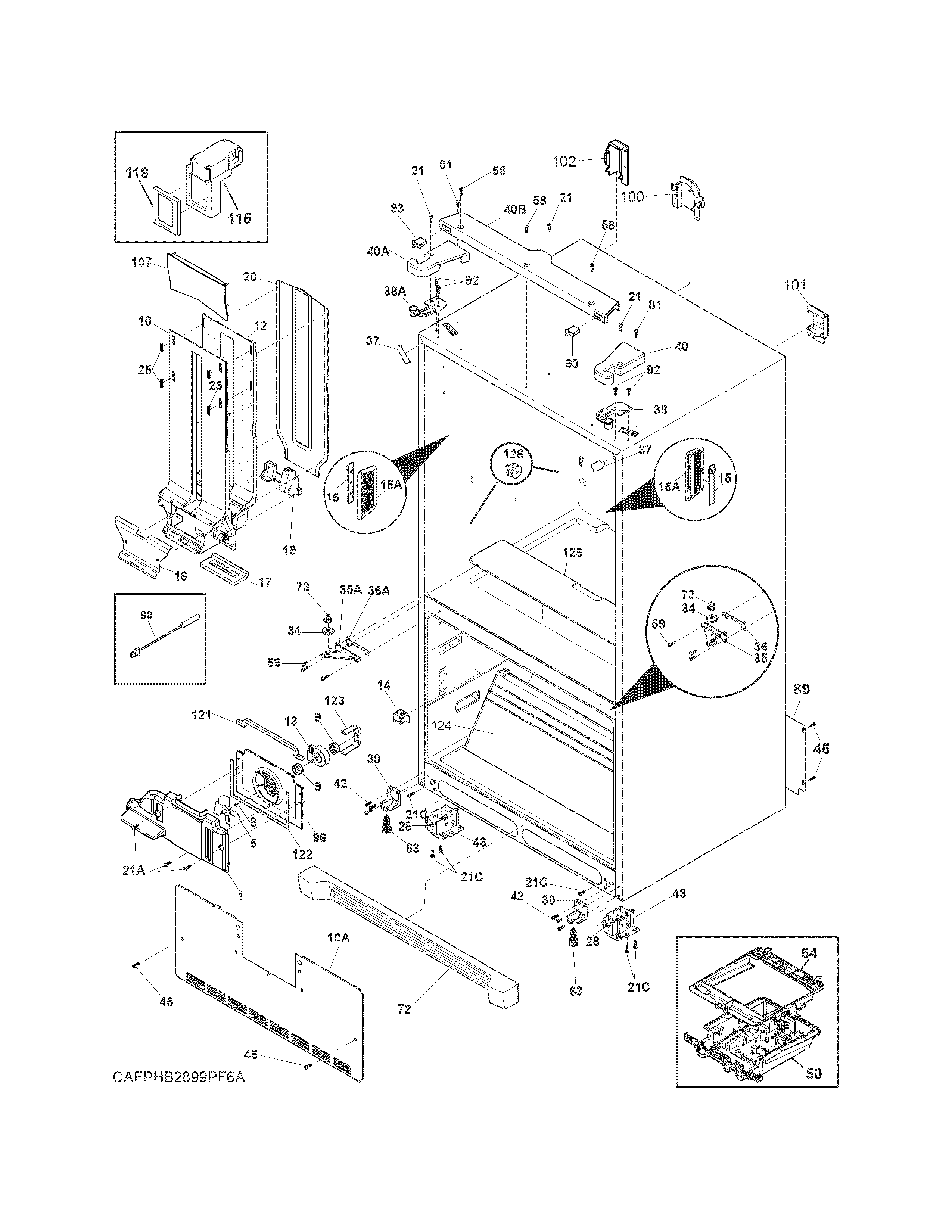 Frigidaire FPHB2899PF8A cabinet diagram