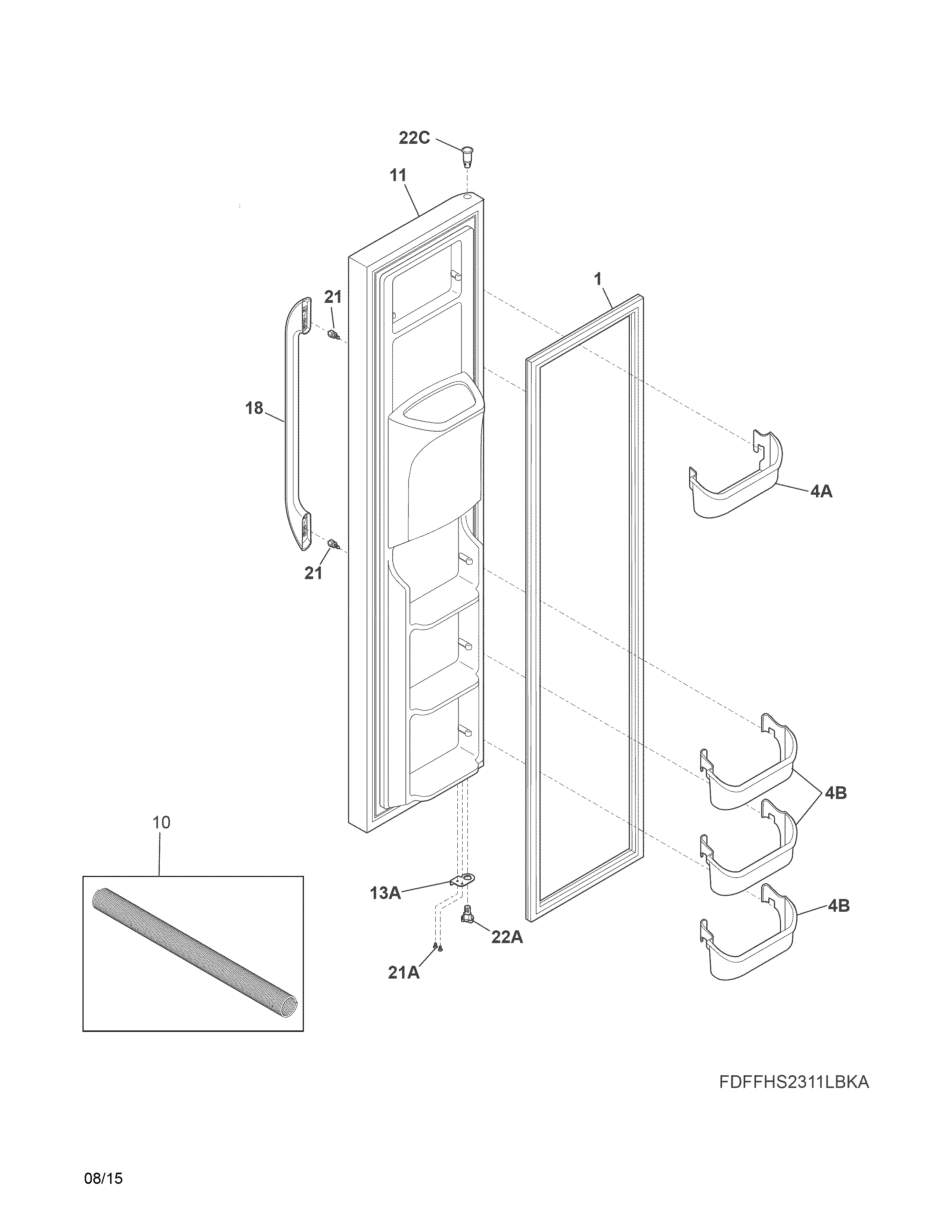 Frigidaire FFHS2311PFAA freezer door diagram