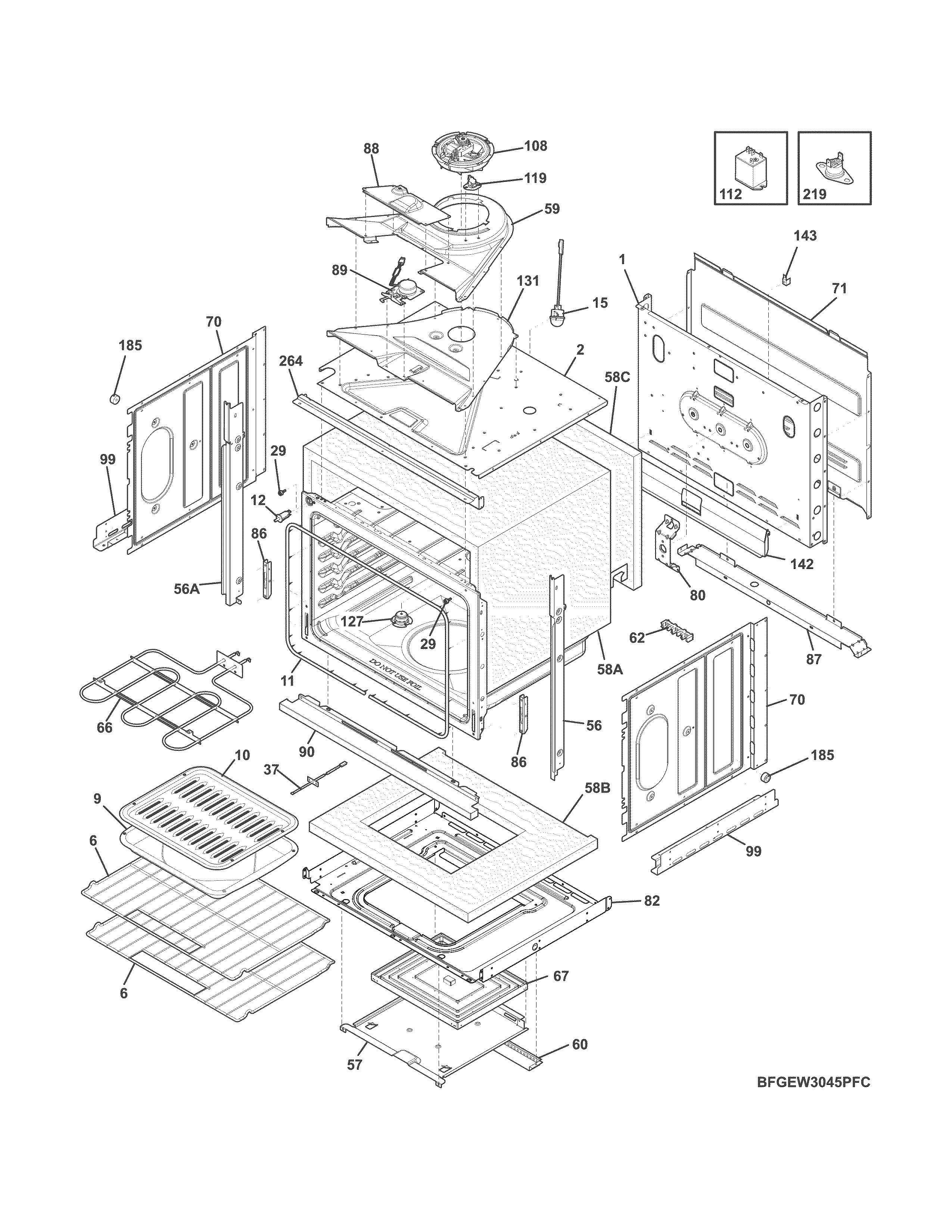 Frigidaire FGEW3045PFC body diagram