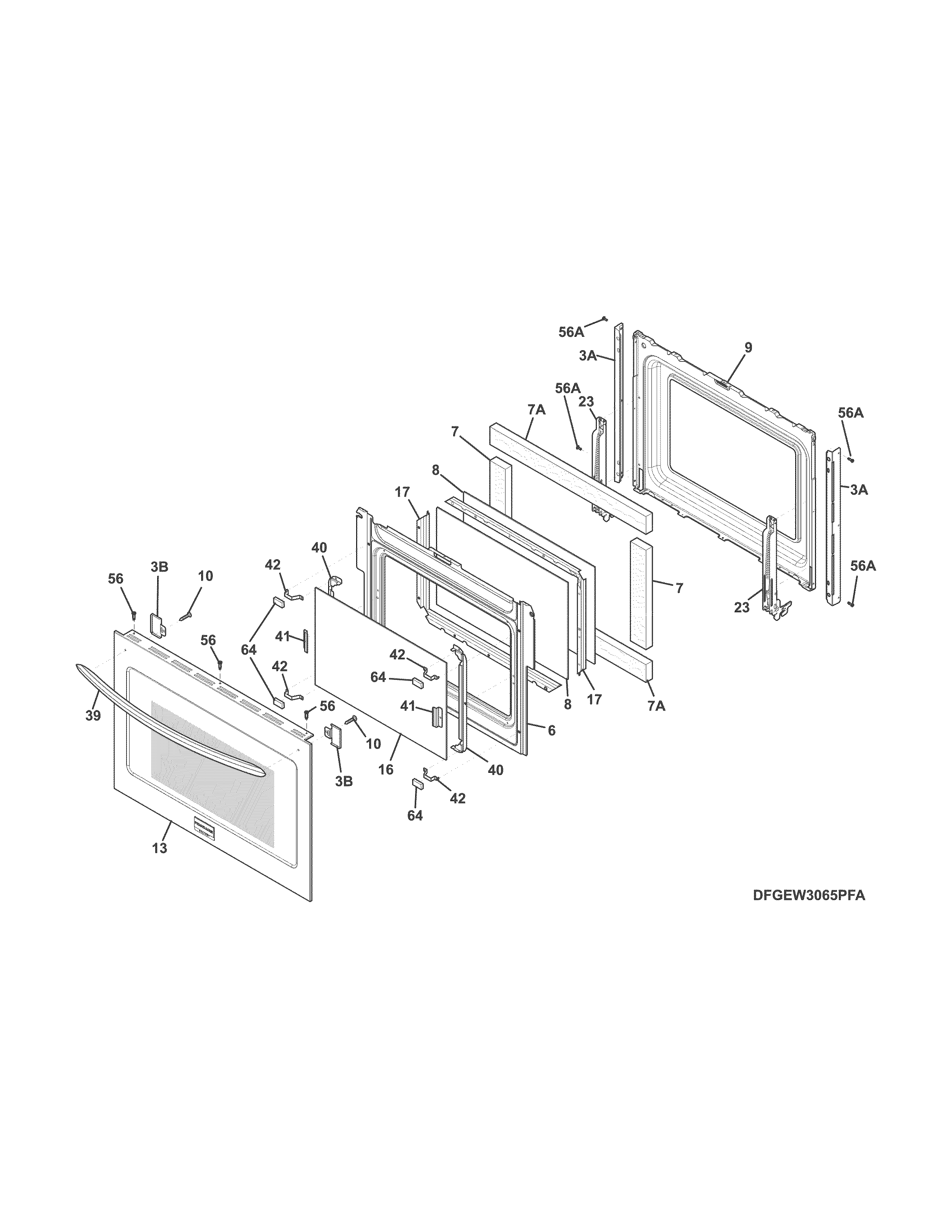 Frigidaire FGEW3045PFC door diagram