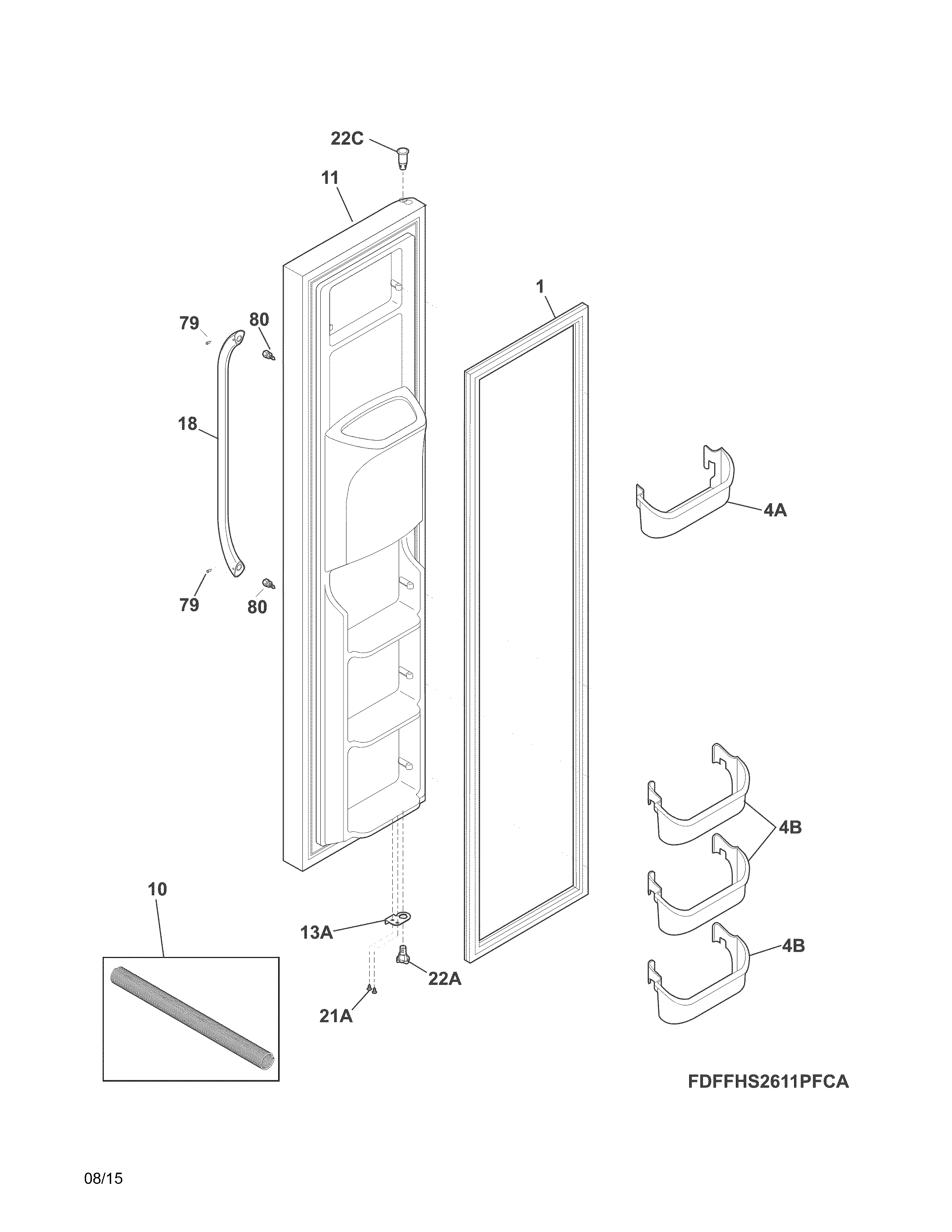 Frigidaire FFHS2611PFCA freezer door diagram