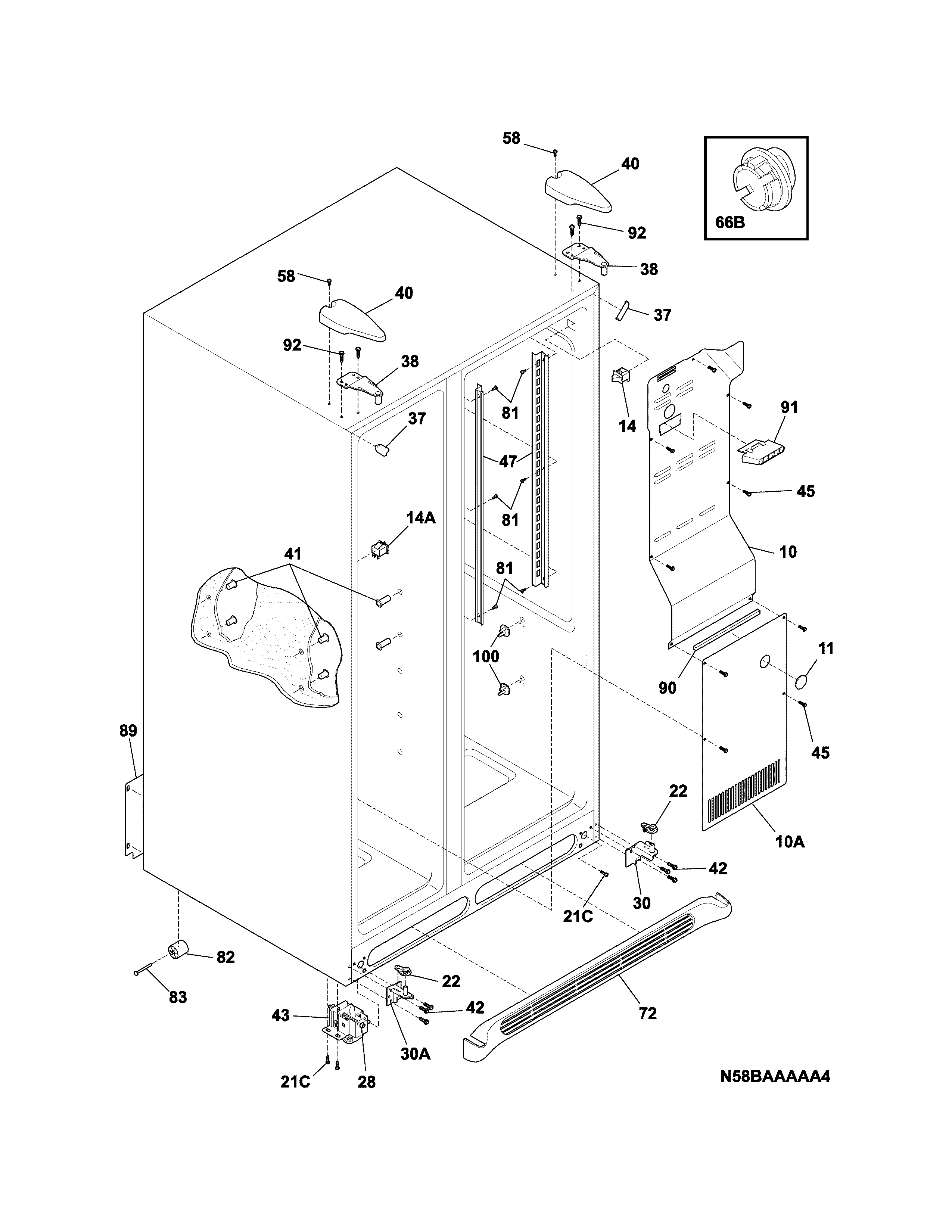 Frigidaire FFHS2611PFCA cabinet diagram