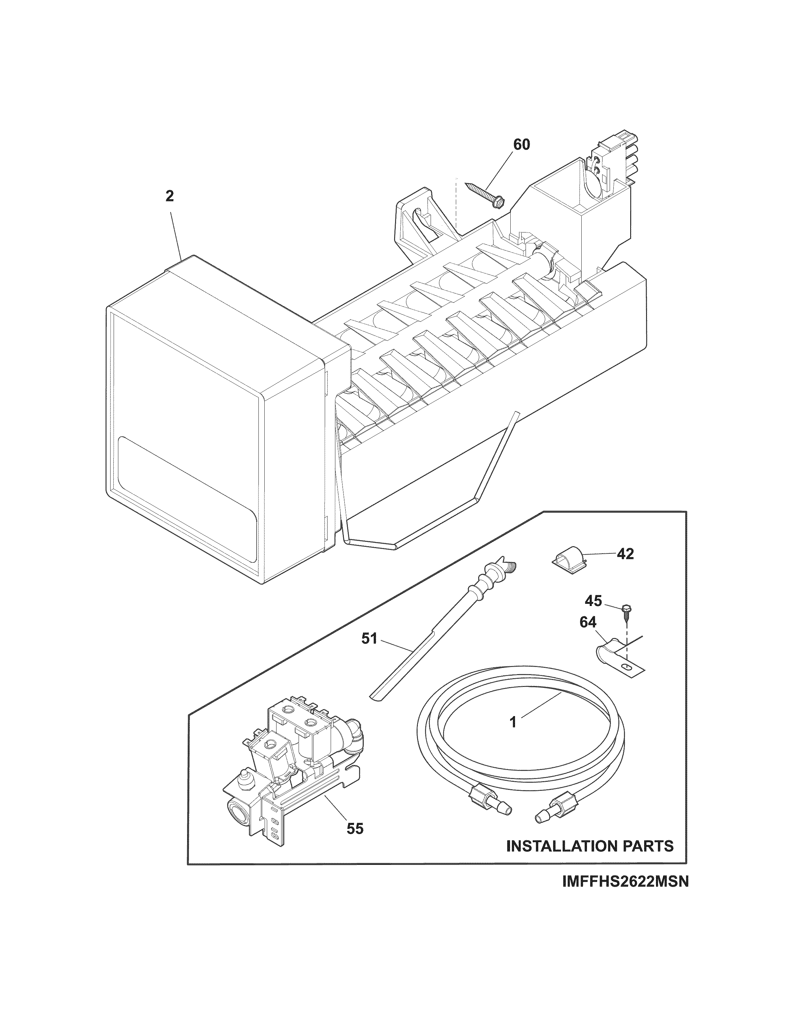 Frigidaire FFHS2611PFCA ice maker diagram