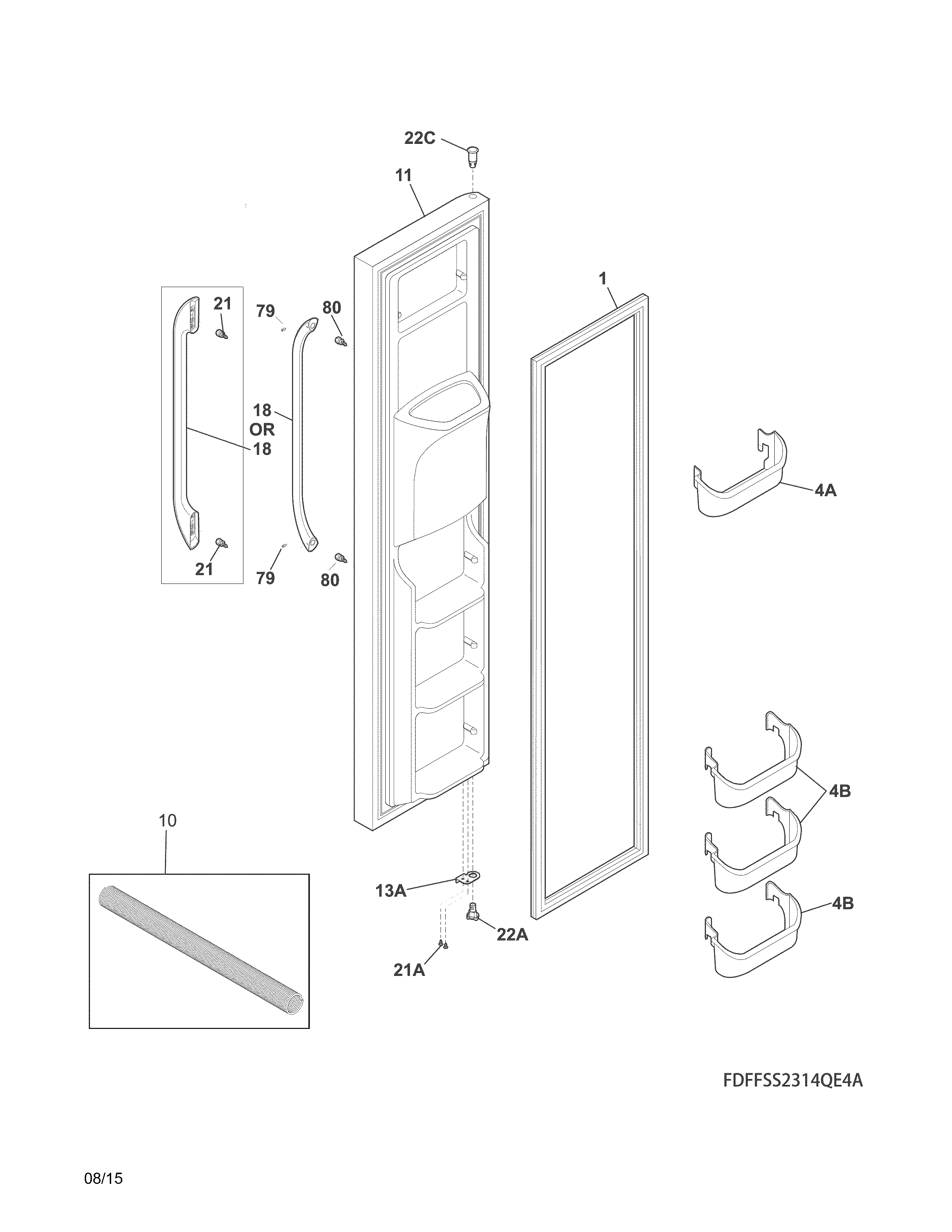 Frigidaire FFSS2314QS6A freezer door diagram