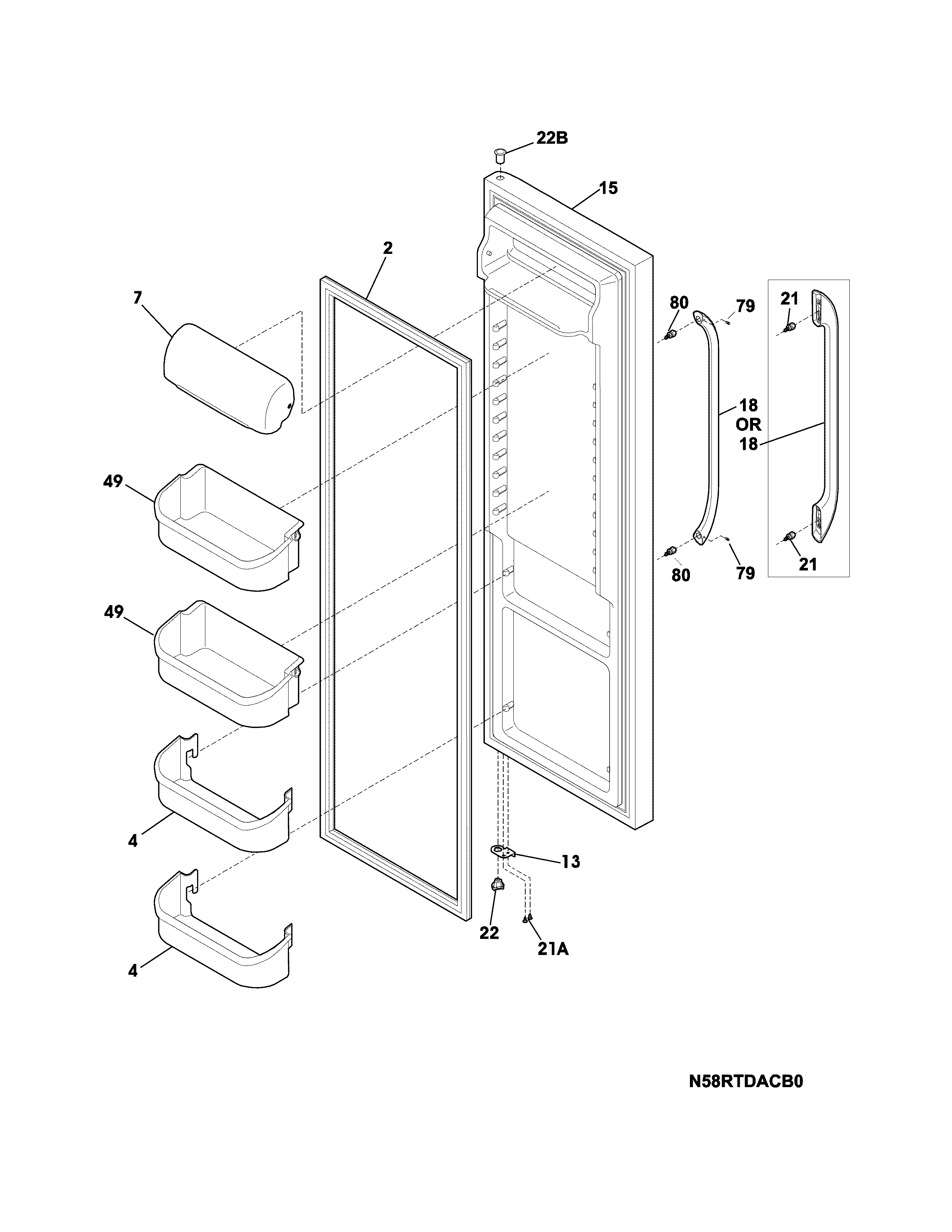 Frigidaire FFSS2314QS6A refrigerator door diagram