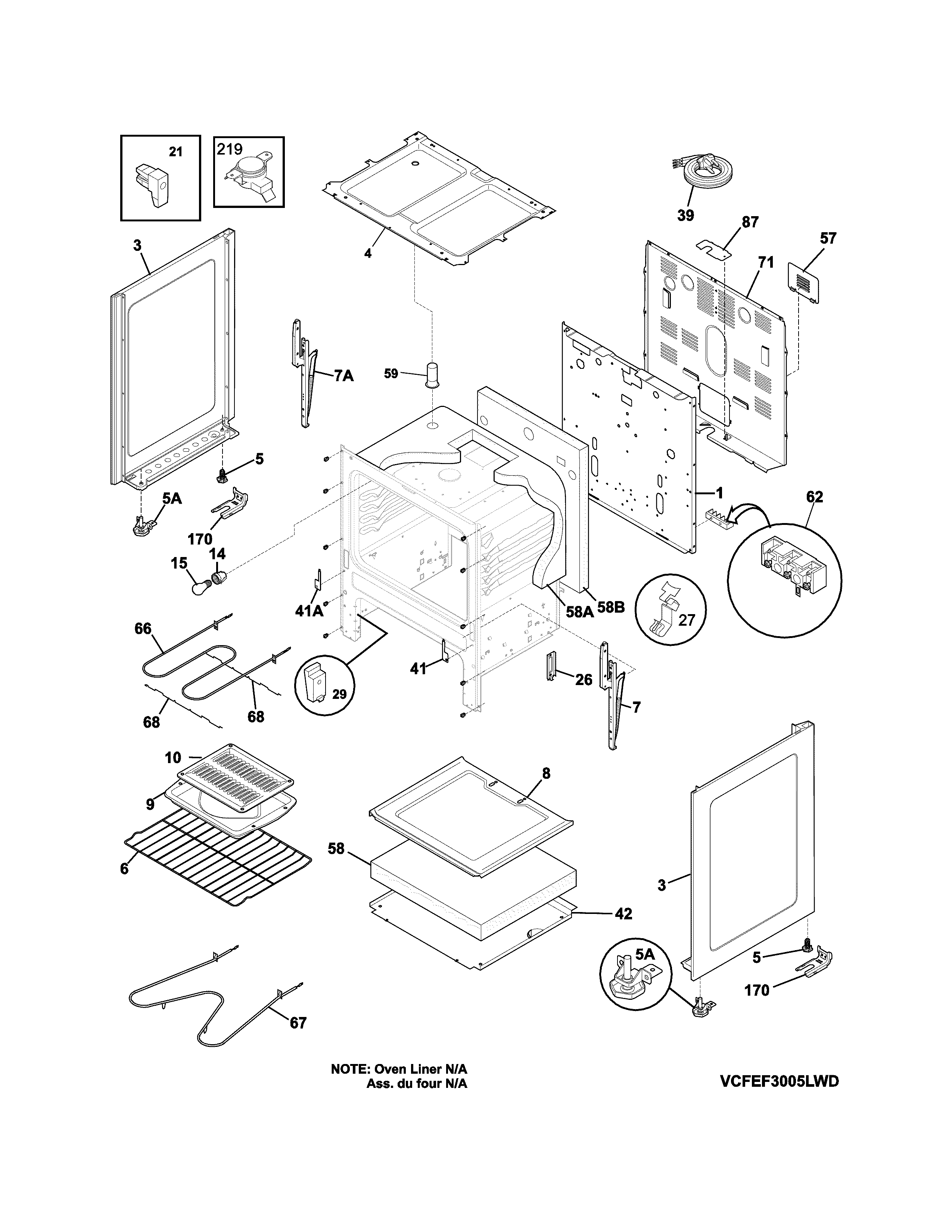 Frigidaire CFEF3005LWD body diagram