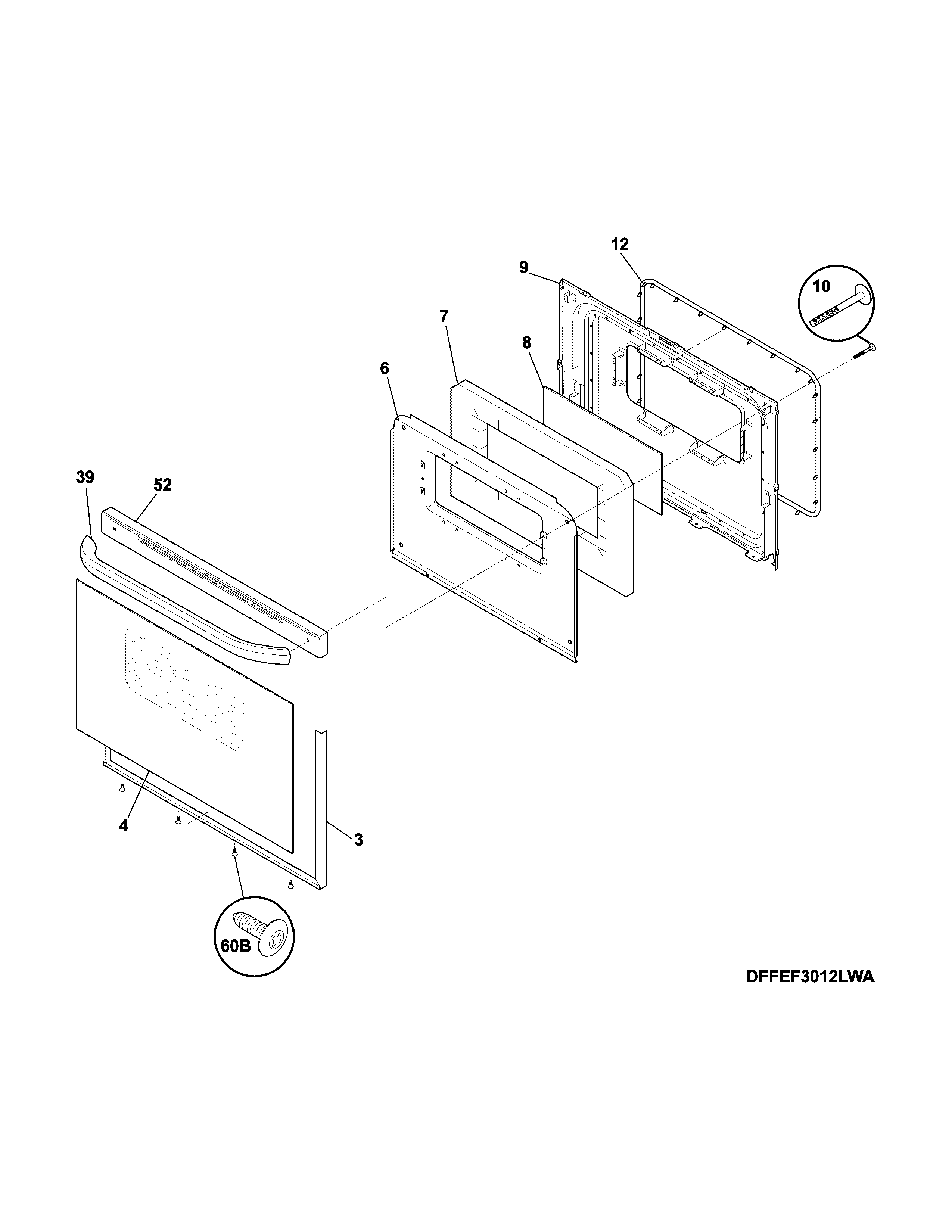 Frigidaire CFEF3005LWD door diagram