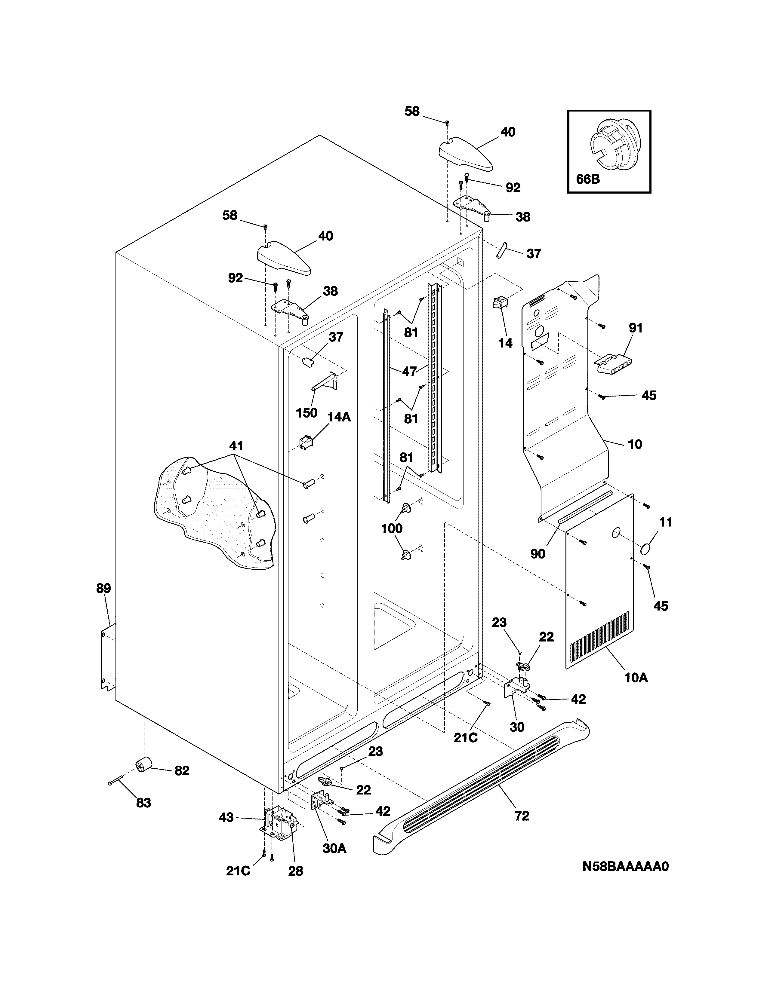 Frigidaire FRS23KF5CW3 cabinet diagram