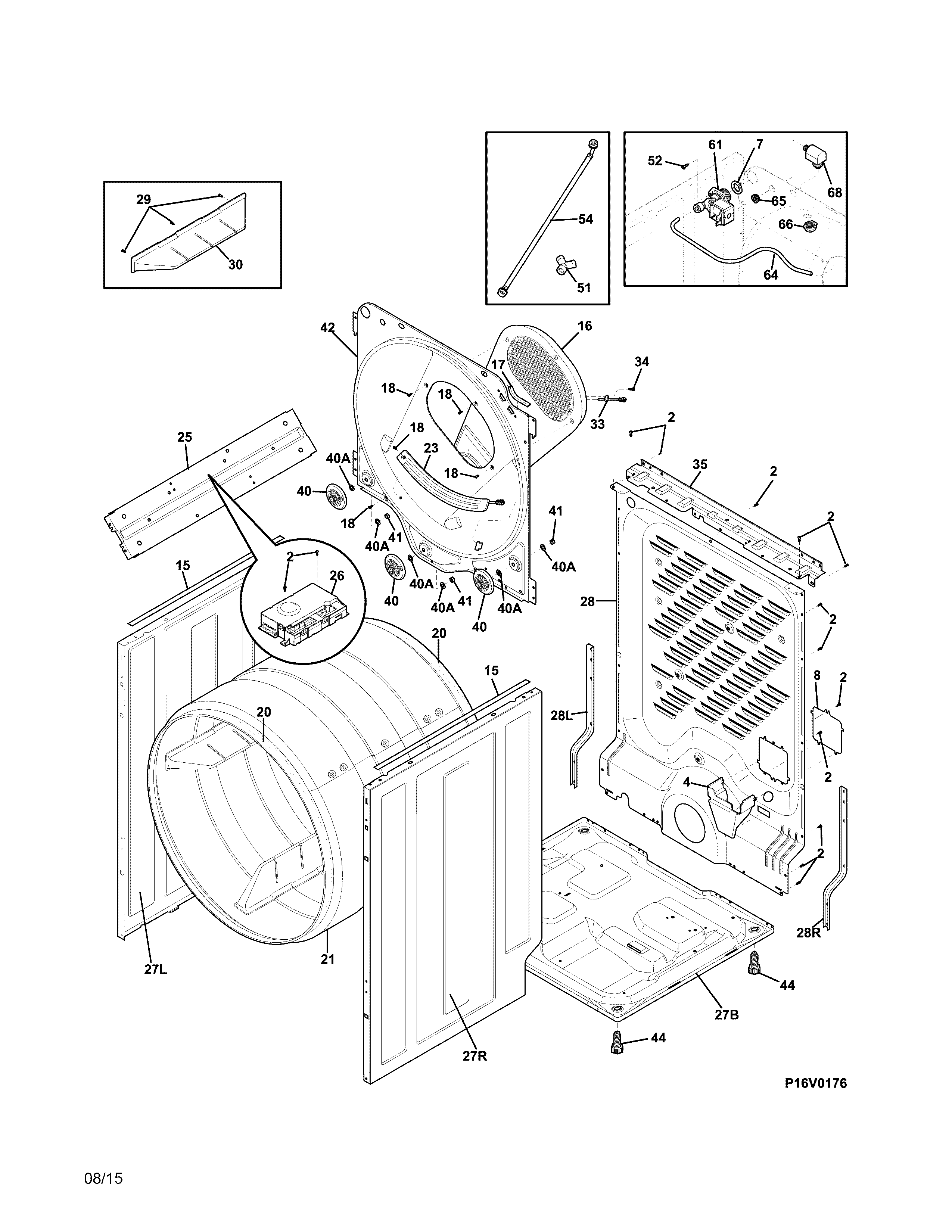 Frigidaire FFSE5115PW3 cabinet/drum diagram