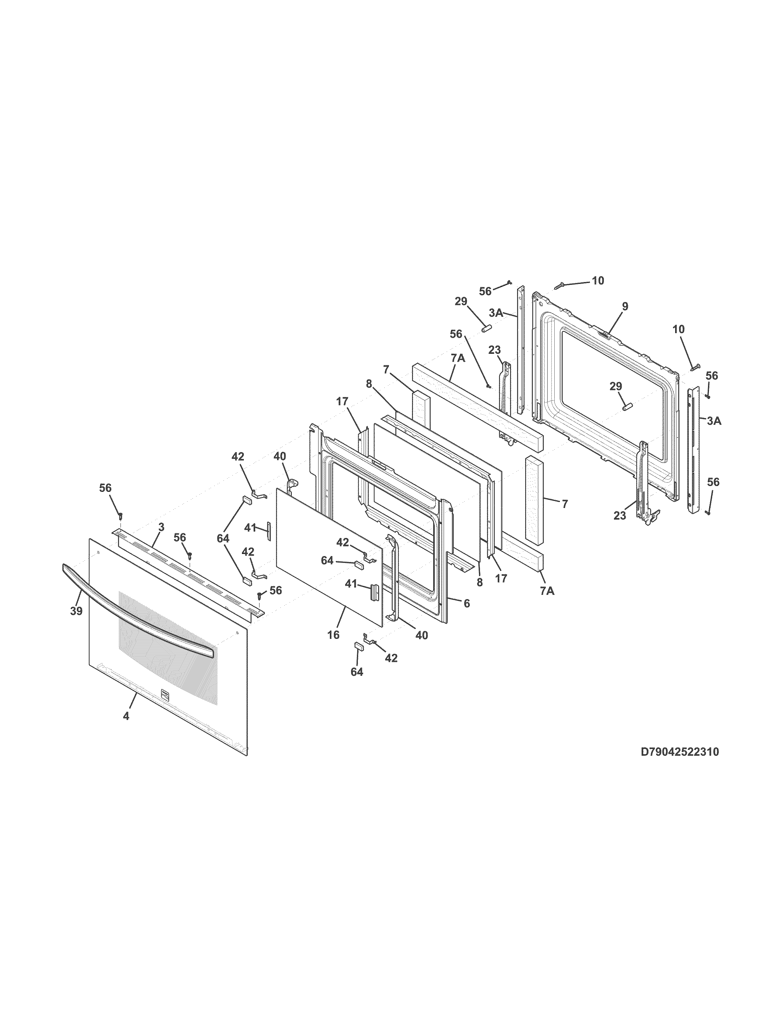 Kenmore 79042542314 door diagram