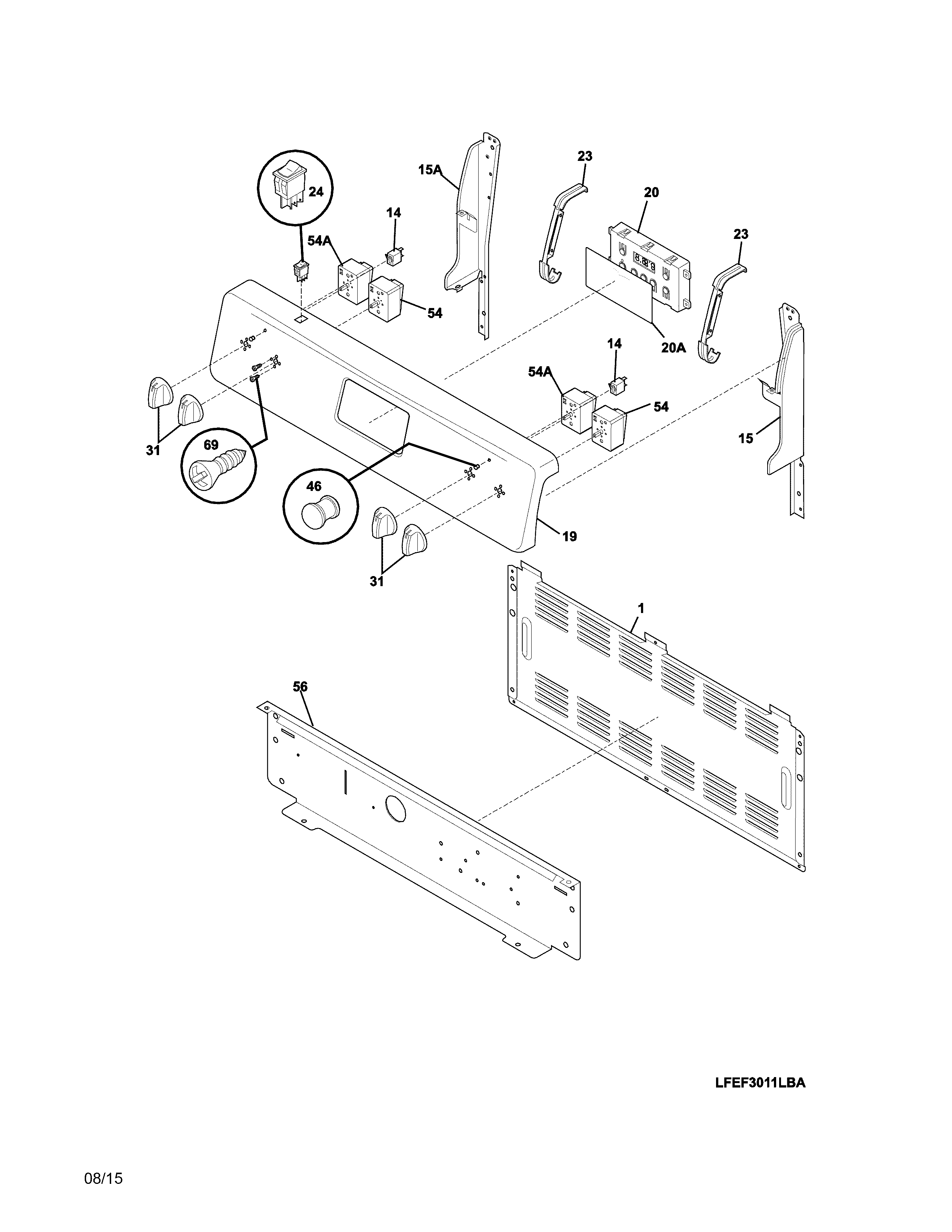 Frigidaire FFEF3011RSA backgaurd diagram