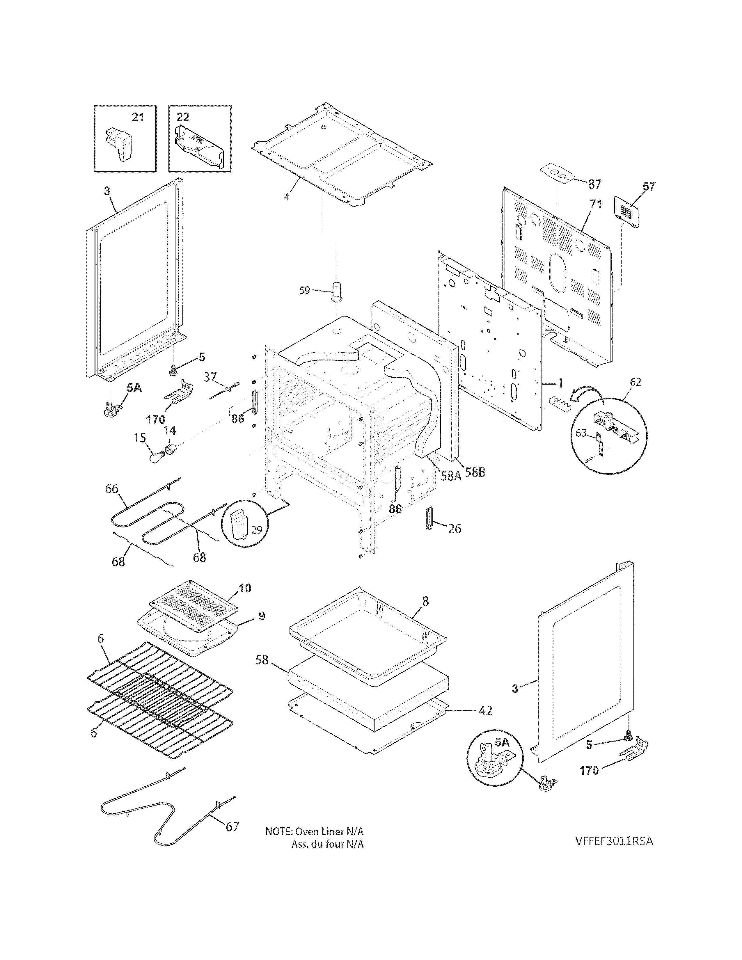 Frigidaire FFEF3011RSA body diagram