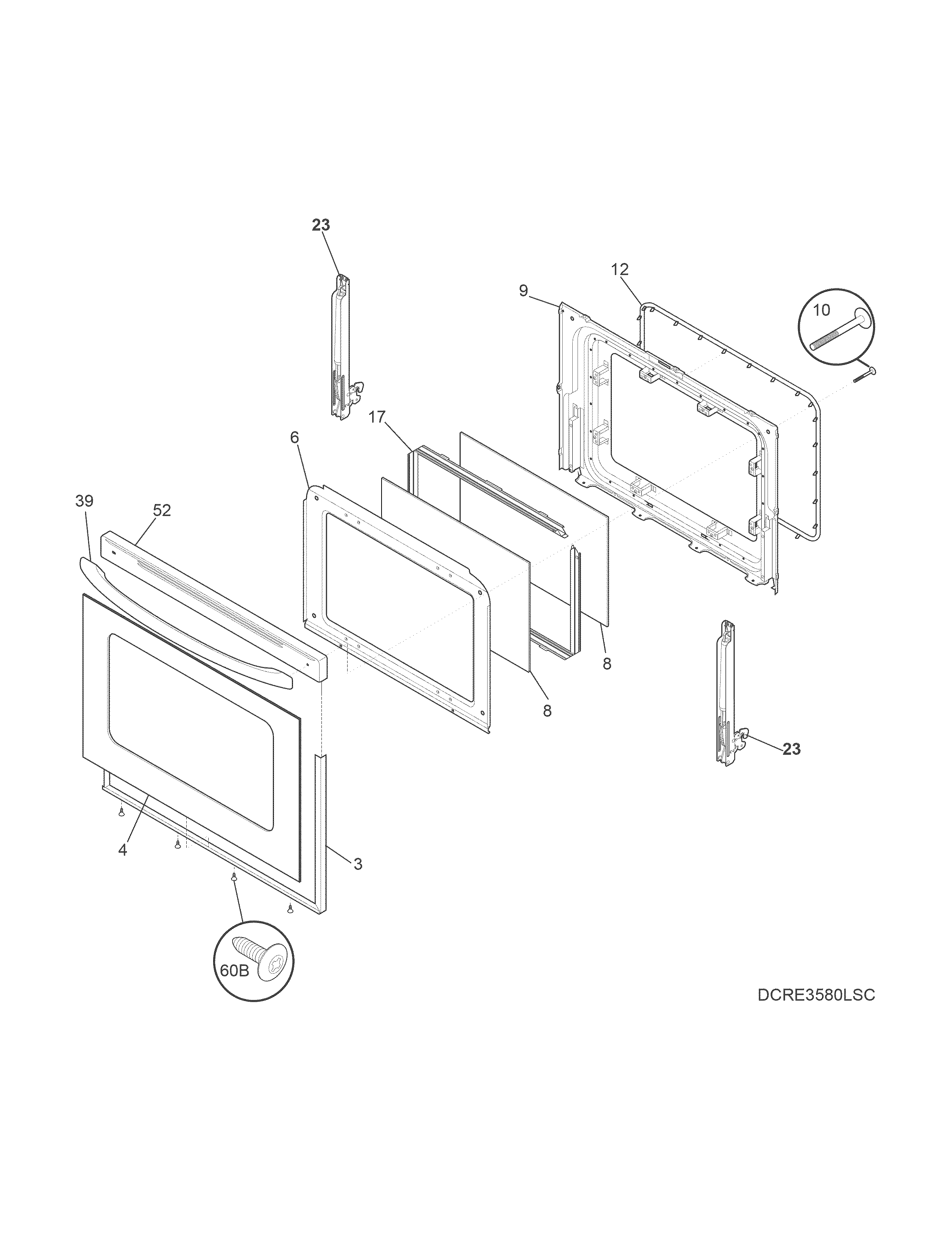 Frigidaire FFEF3011RSA door diagram