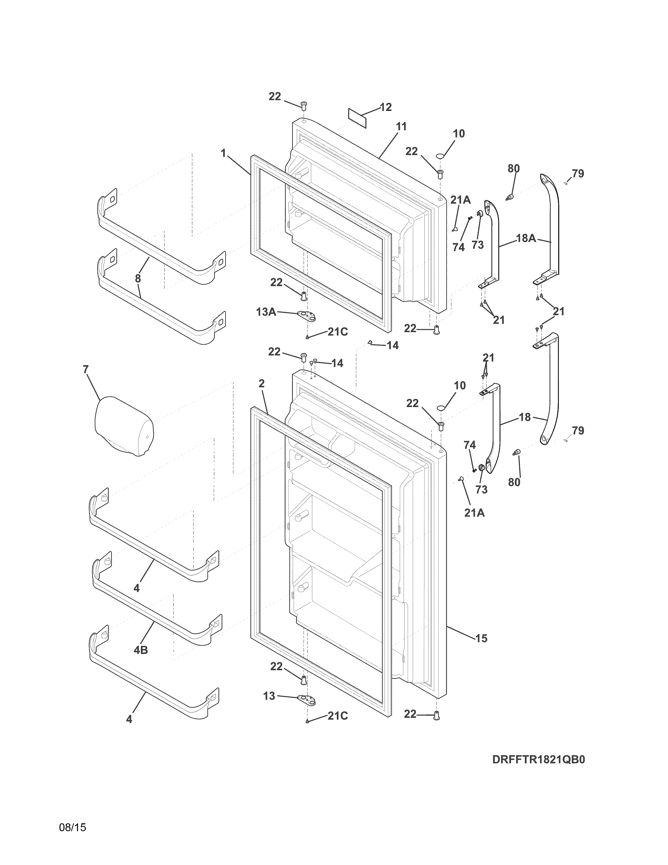 Frigidaire FFTR18D2QB1 doors diagram