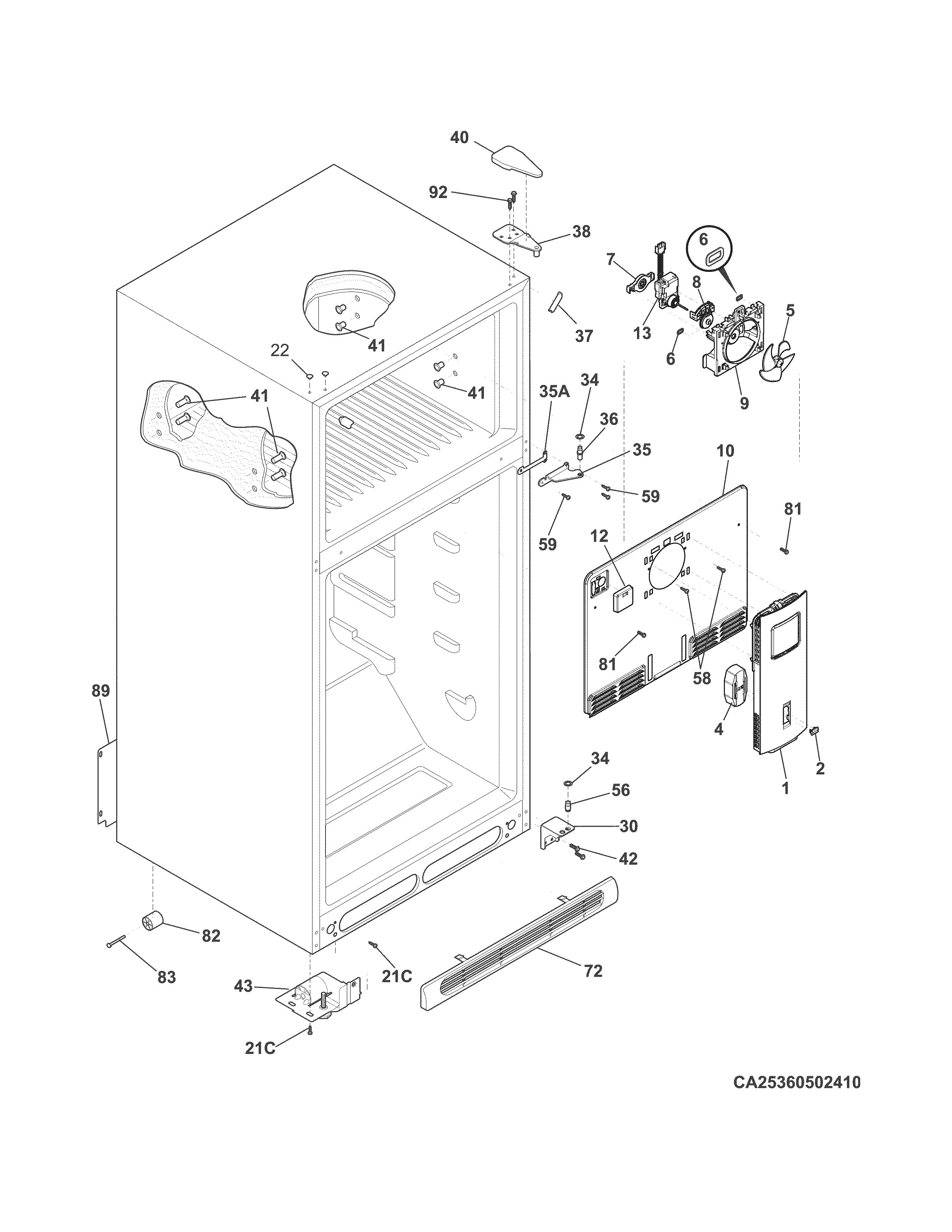 Frigidaire FFTR18D2QB1 cabinet diagram