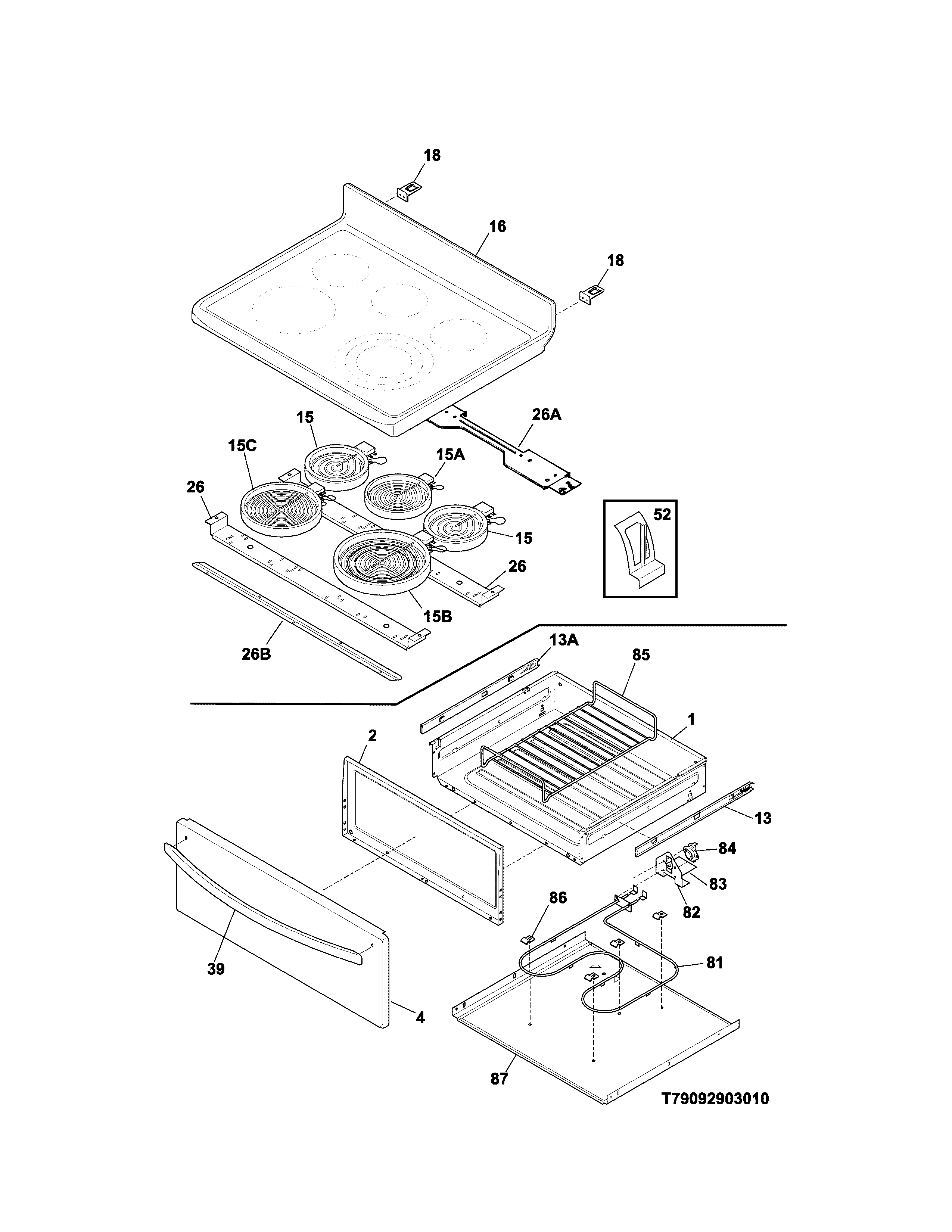 Kenmore 79094243311 top/drawer diagram