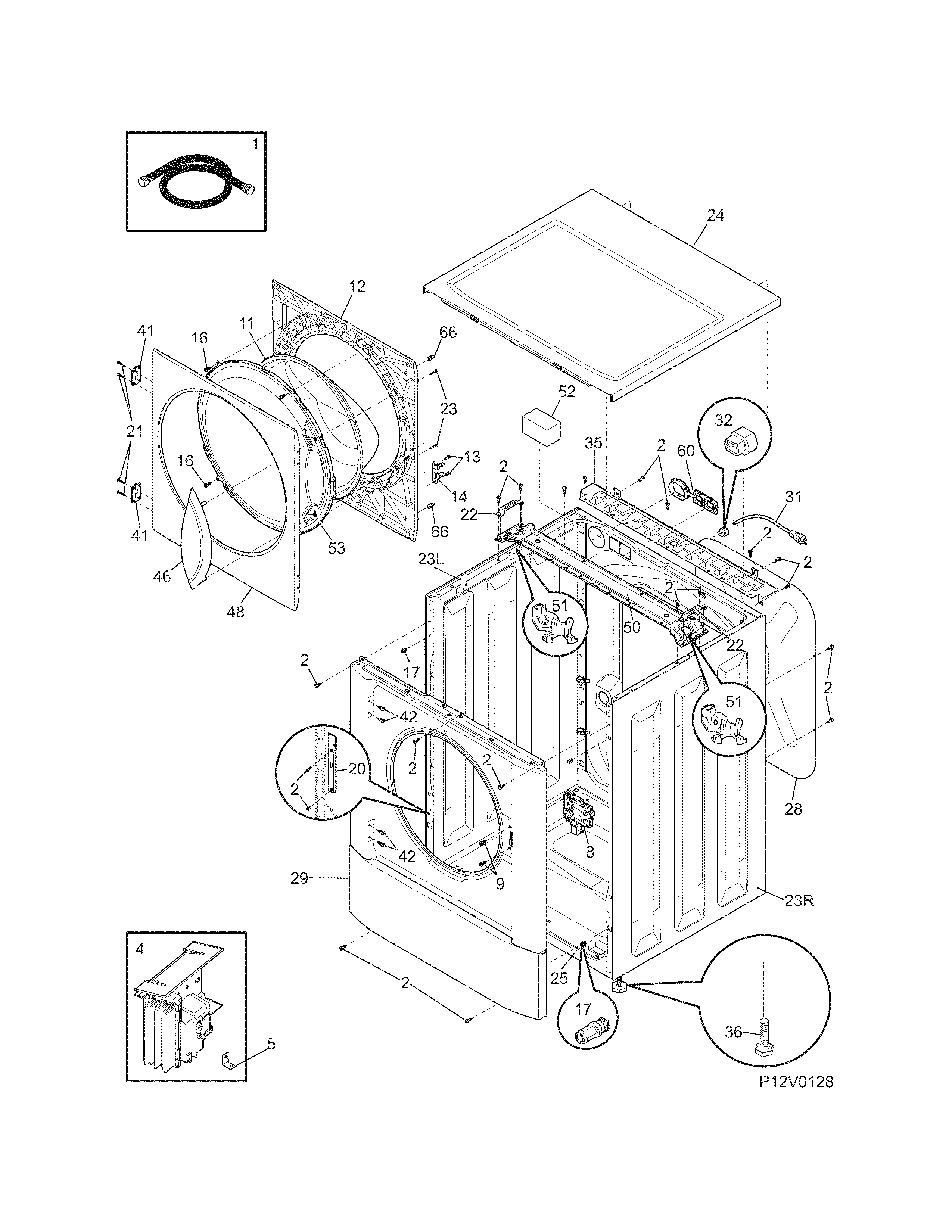 Frigidaire FTF2140FE1 cabinet/top diagram