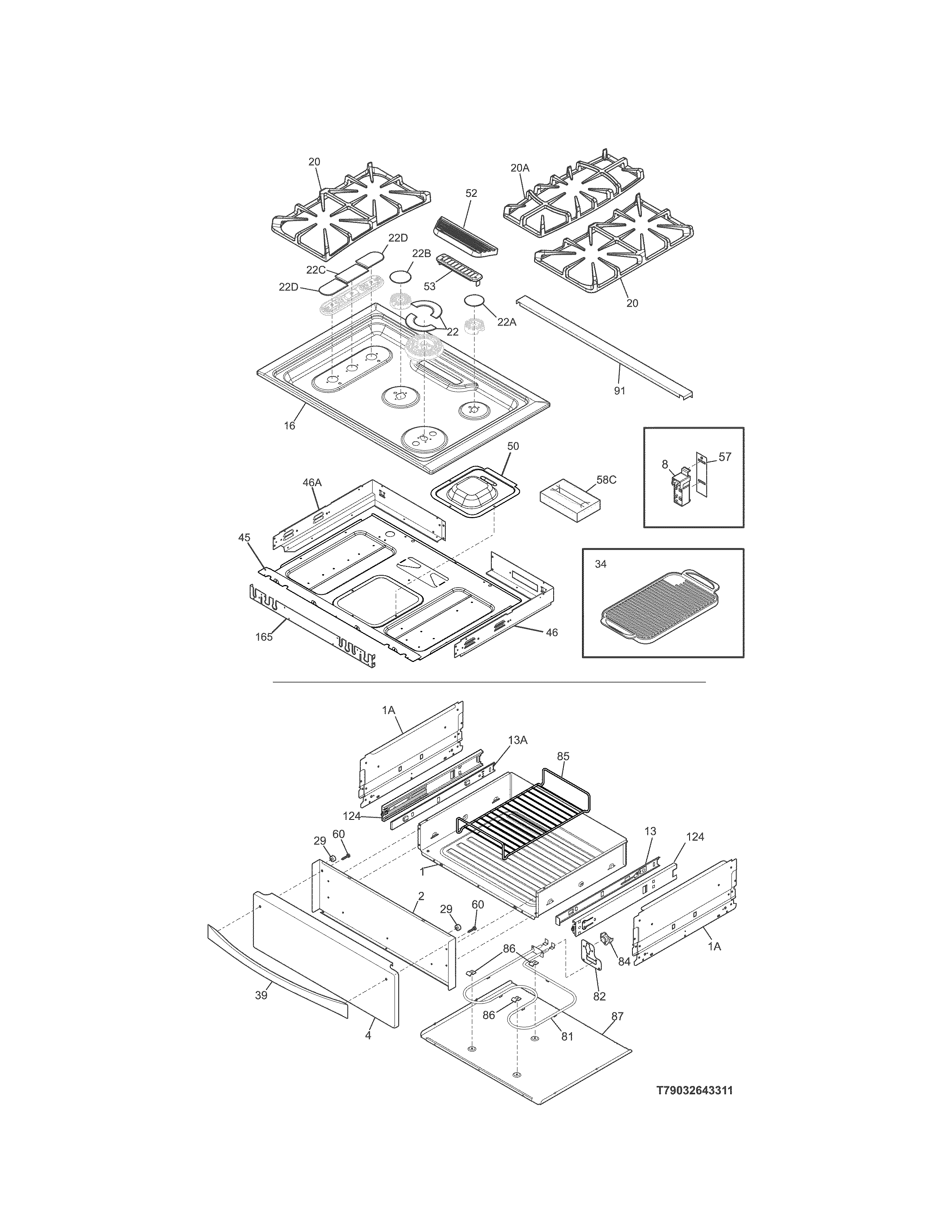 Kenmore Elite 79032633316 top/drawer diagram